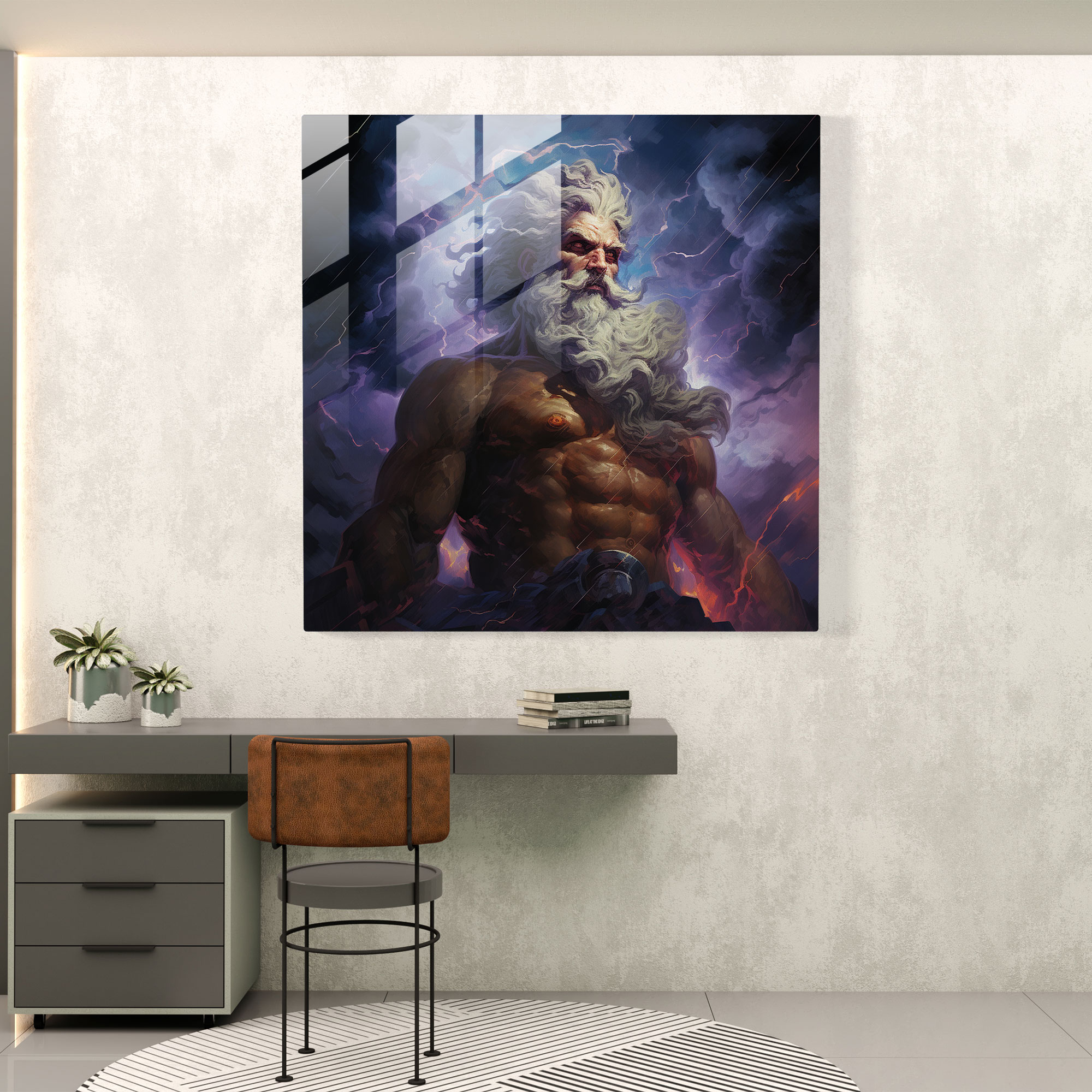 Surreale Castellum Glass Print - Greek God Zeus Glass Wall Art