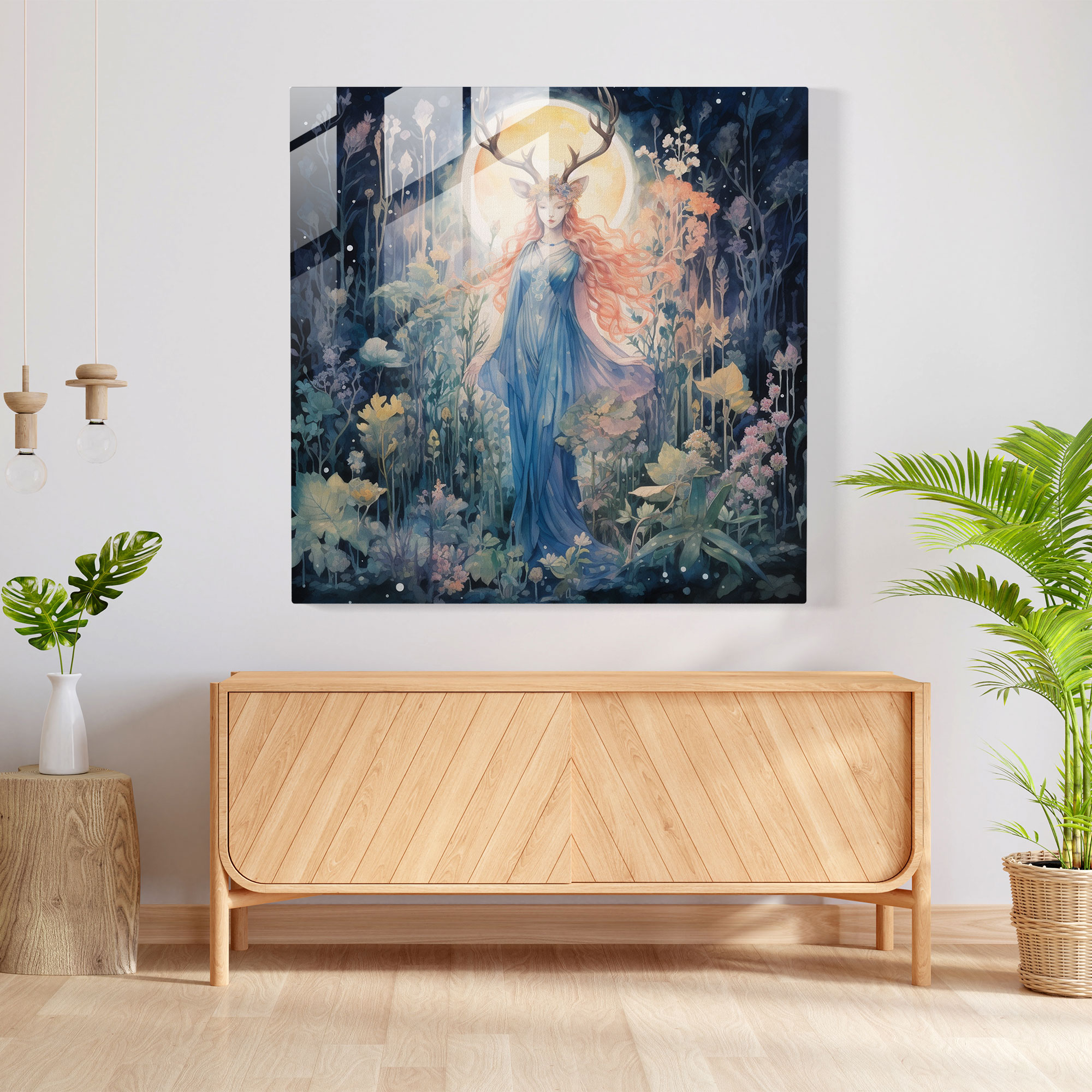 Glasbild Artemis - Göttin der Jagd Glaswandkunst