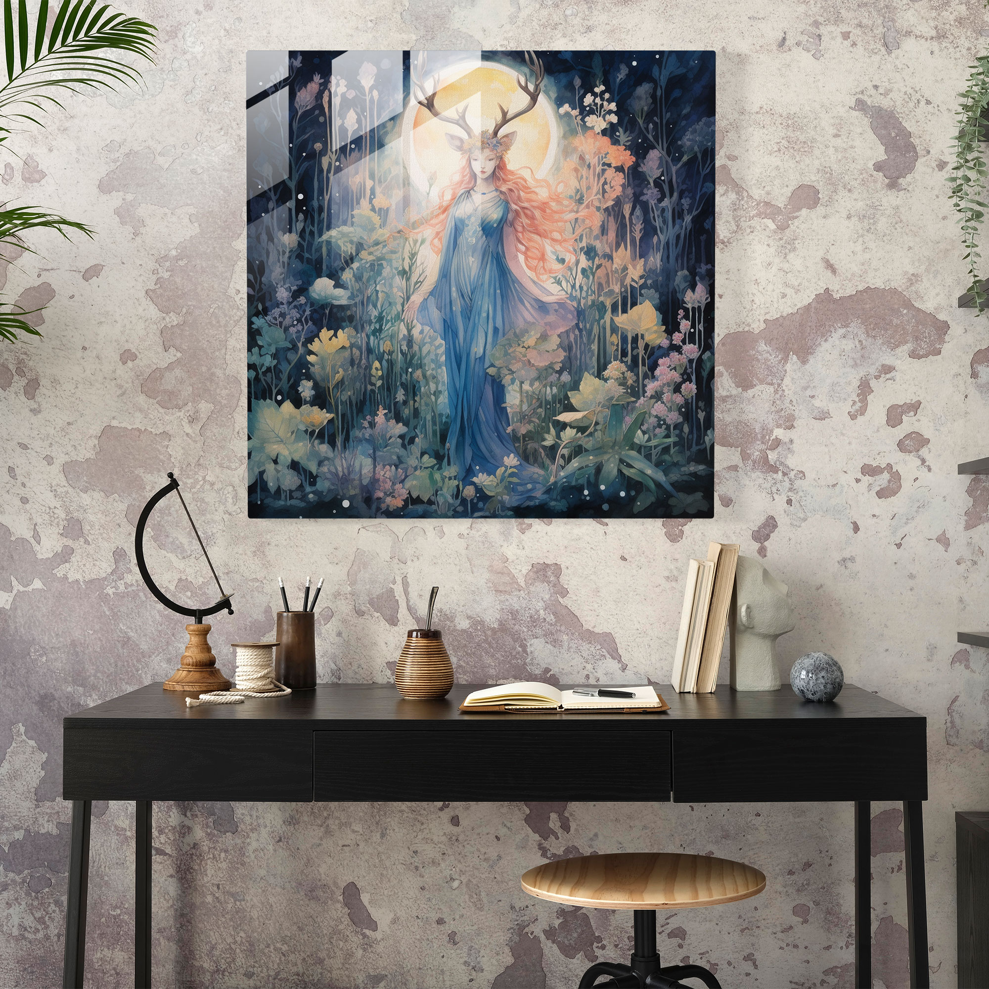 Glasbild Artemis - Göttin der Jagd Glaswandkunst