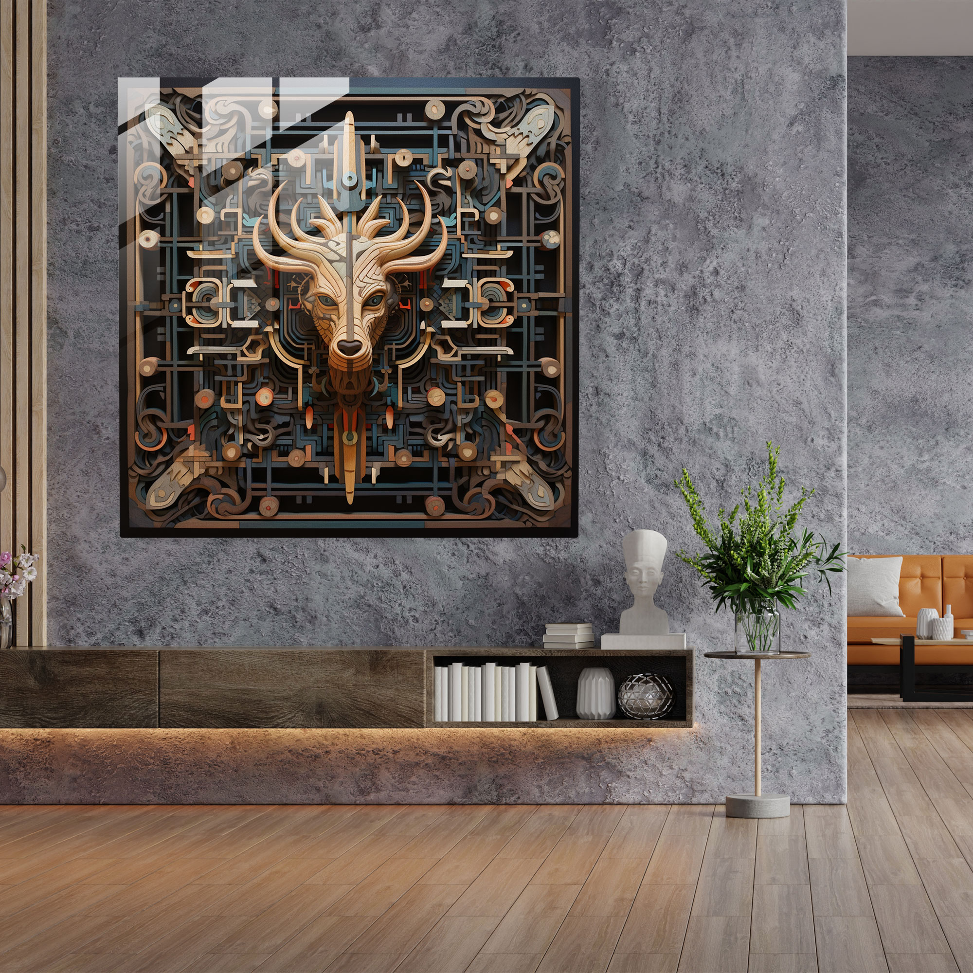 Mystic Labyrinth Glass Print - Geometric Greek Mythology Artwork - Modern Glass Wall Decoration