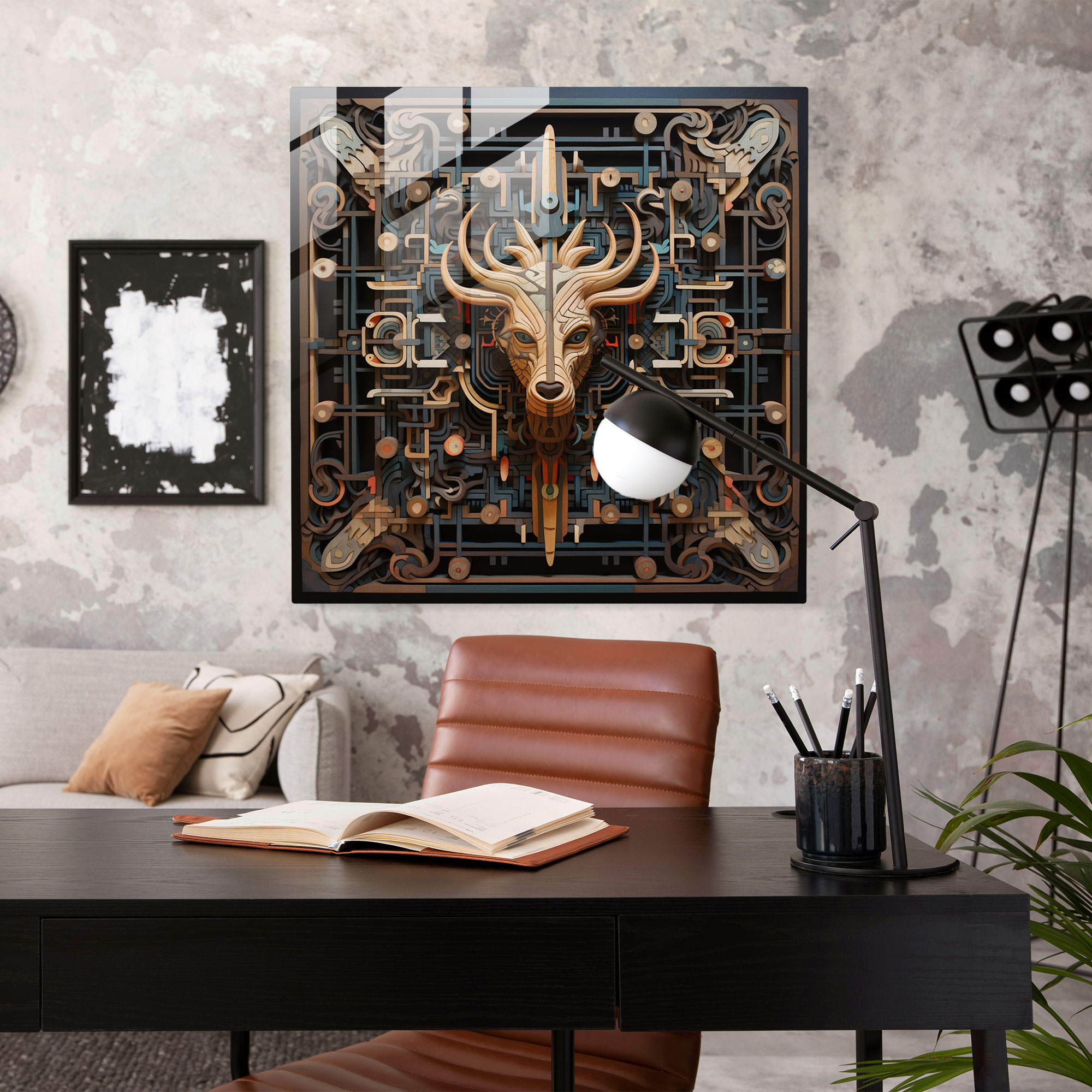 Mystic Labyrinth Glass Print - Geometric Greek Mythology Artwork - Modern Glass Wall Decoration