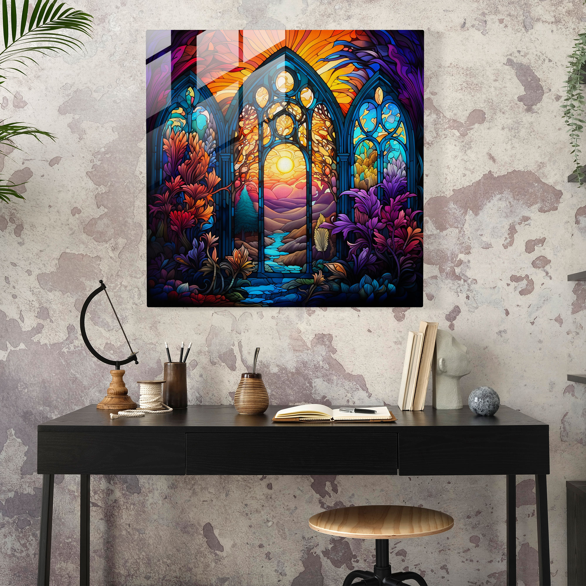 Glasbild Kaleidoskopische Blüten