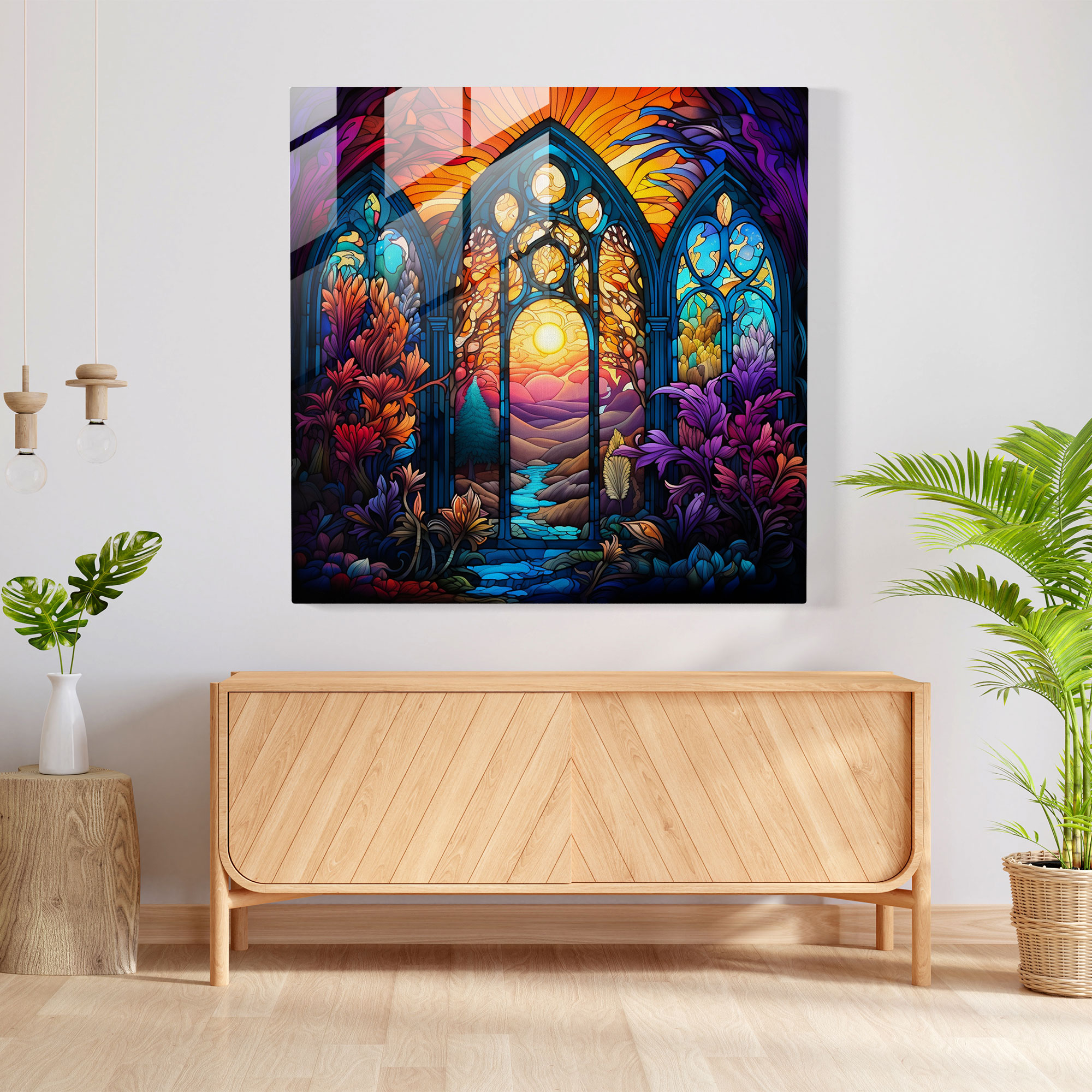 Glasbild Kaleidoskopische Blüten