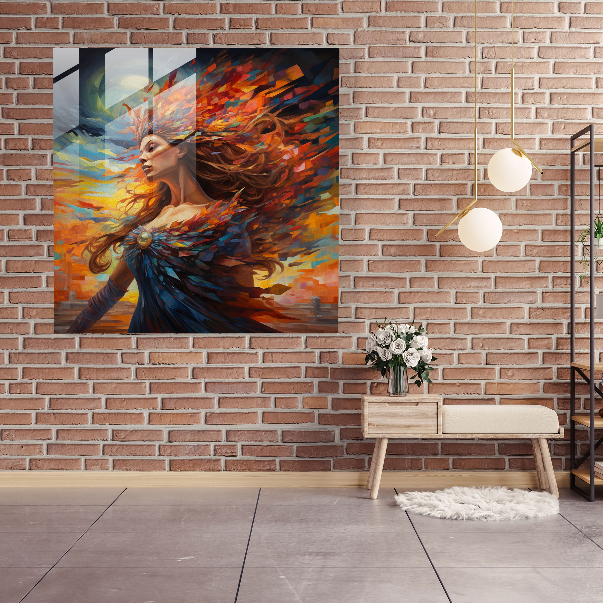 Athena's Chromatic Symphony Glass Print - Abstract Glass Wall Art for Home Decoration