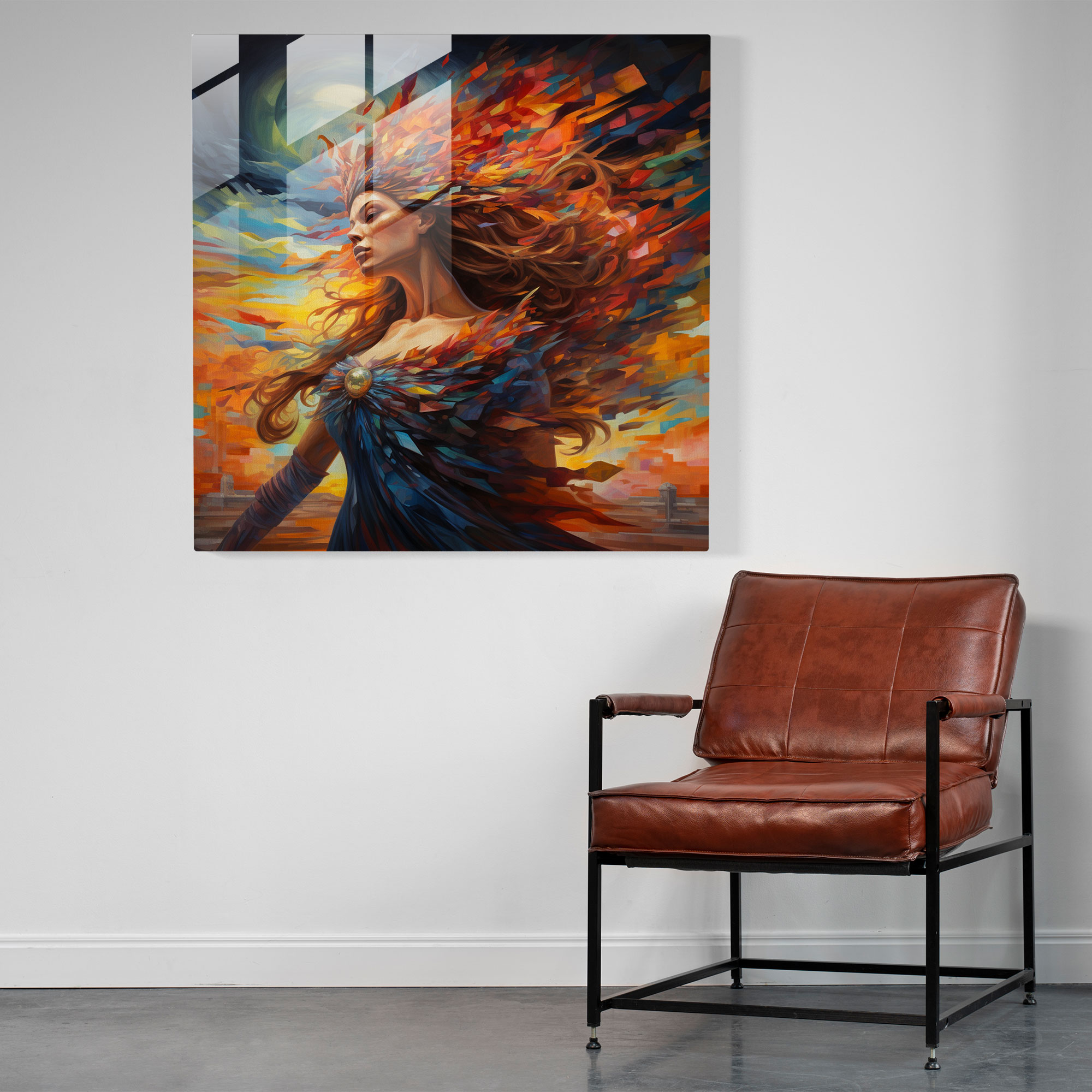 Athena's Chromatic Symphony Glass Print - Abstract Glass Wall Art for Home Decoration