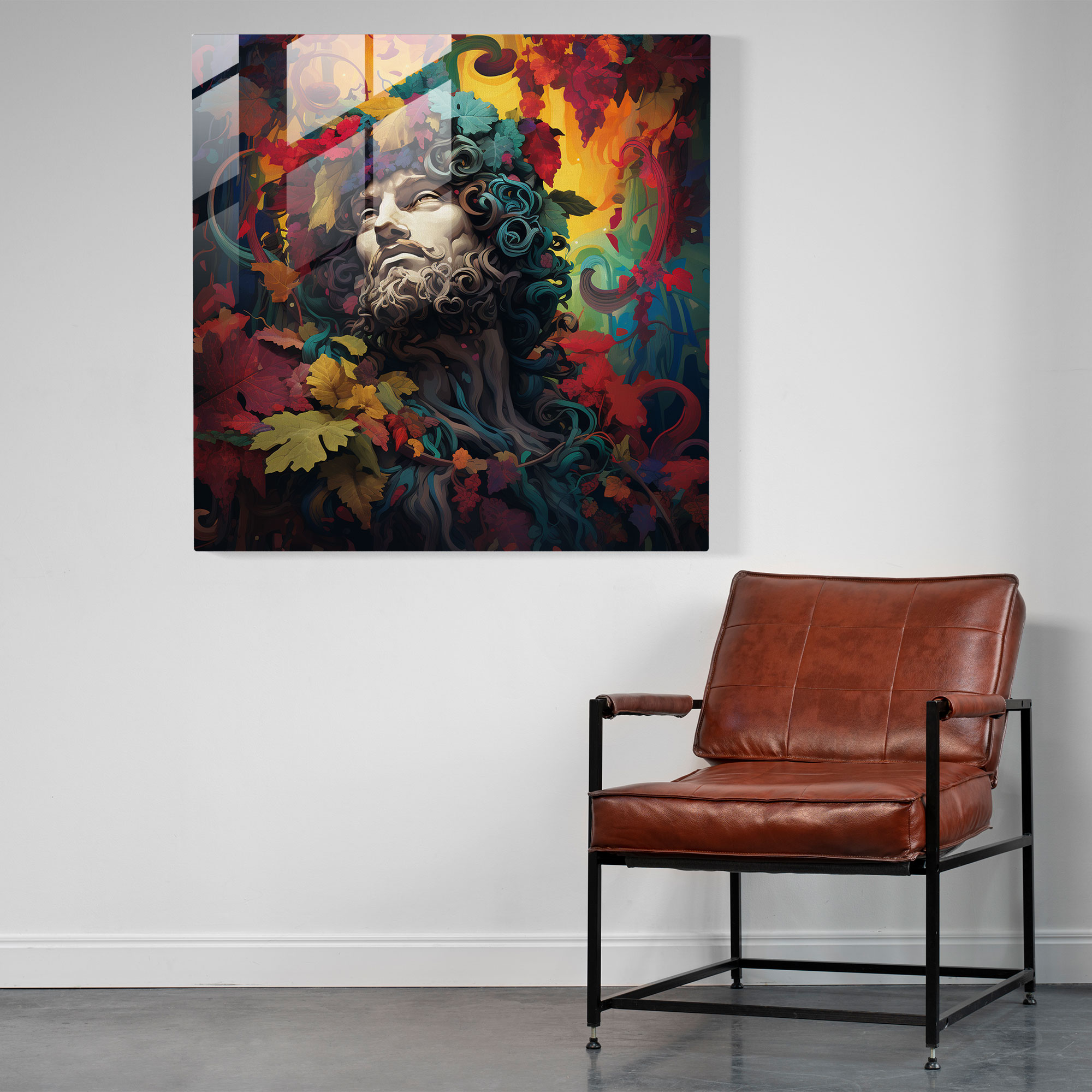 Dionysos' kaleidoskopische Festlichkeit - Glasbild für Zuhause