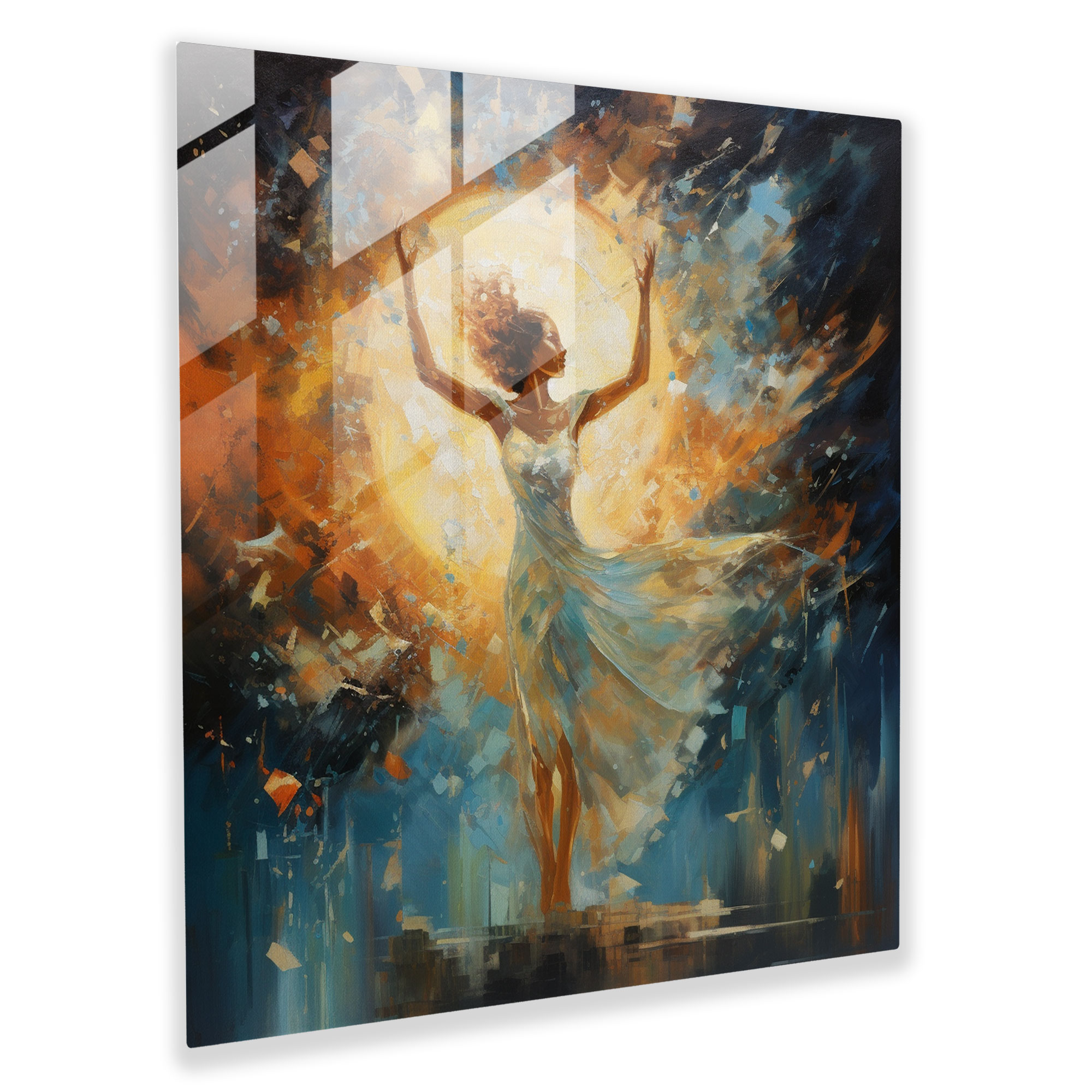 Celestial Symphony Abstract Impressionist Glass Print - Goddess Dancing - Glass Wall Art for Home Decoration