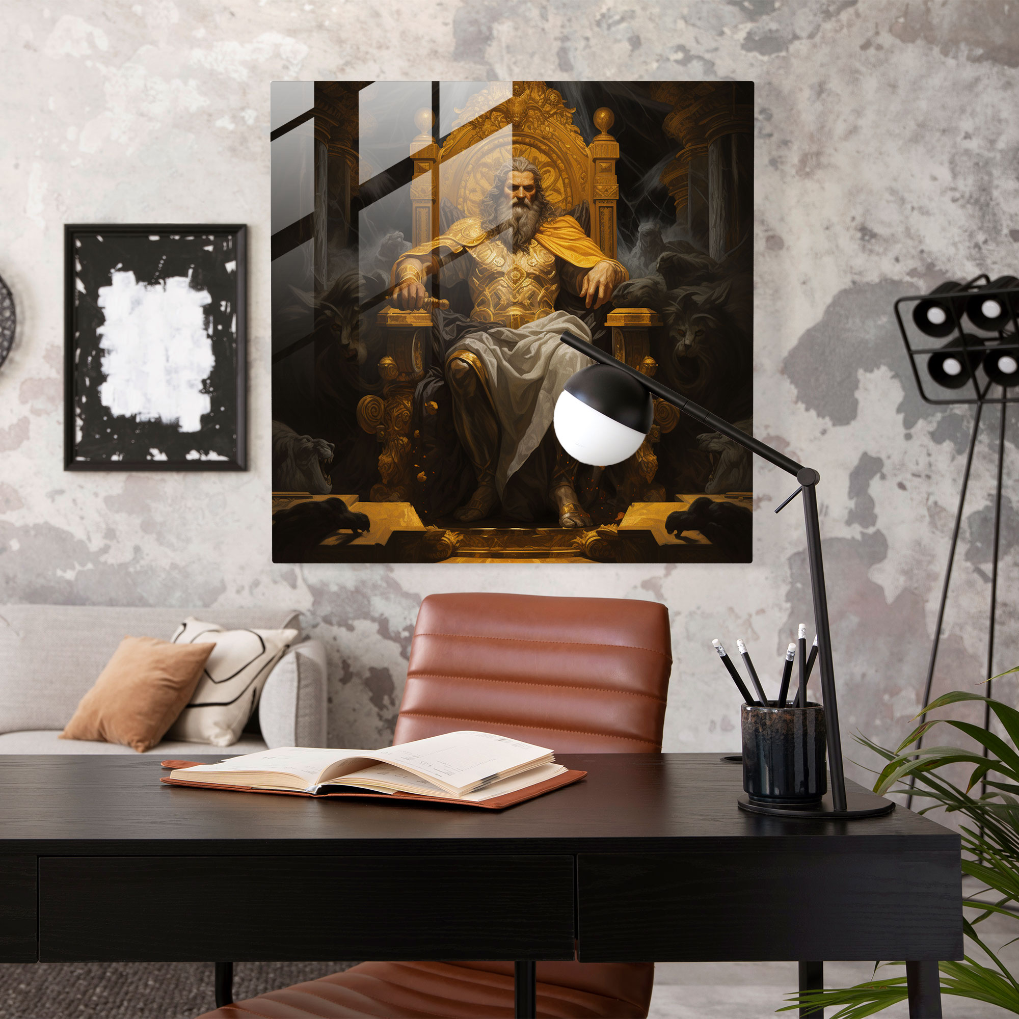 Elegant Renaissance Oil Painting Glass Print