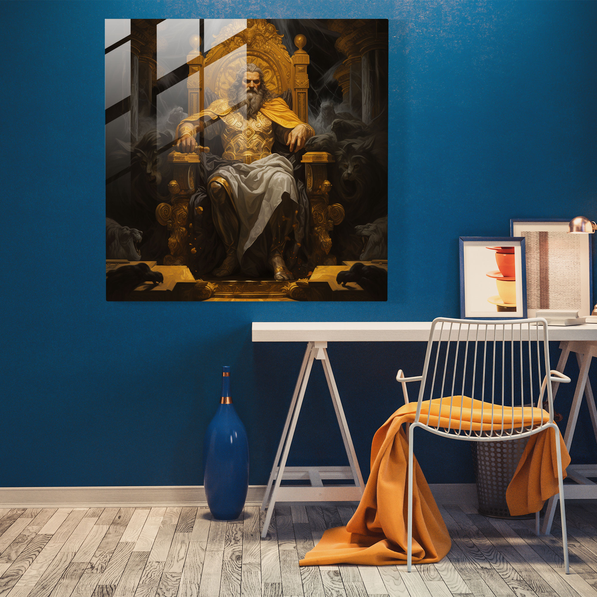 Elegant Renaissance Oil Painting Glass Print