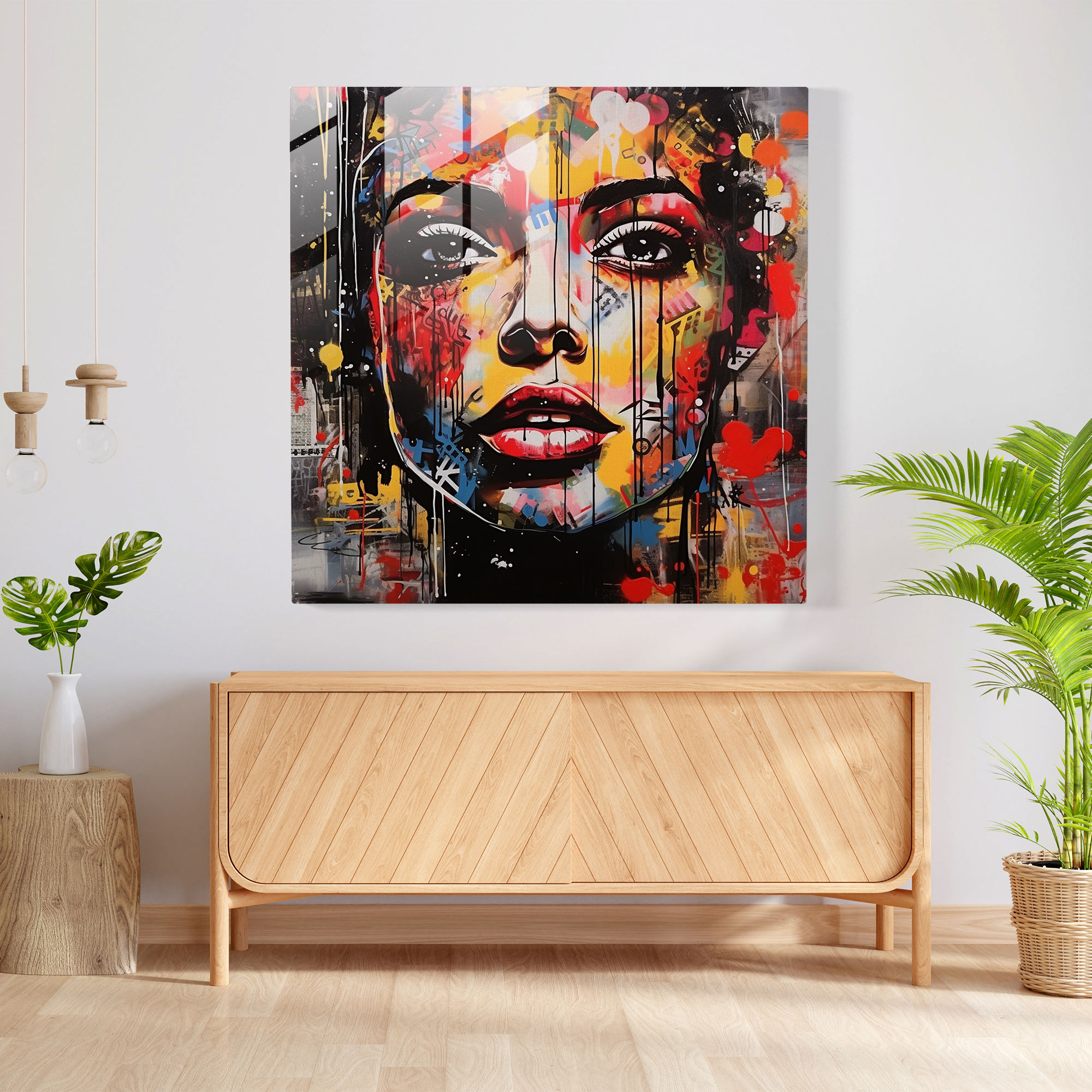 Urban Graffiti Glass Print - Street Art-inspired Wall Decoration
