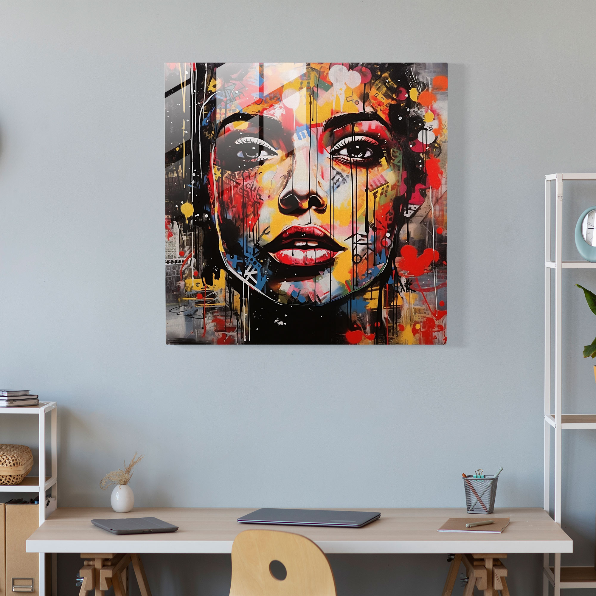 Urban Graffiti Glass Print - Street Art-inspired Wall Decoration