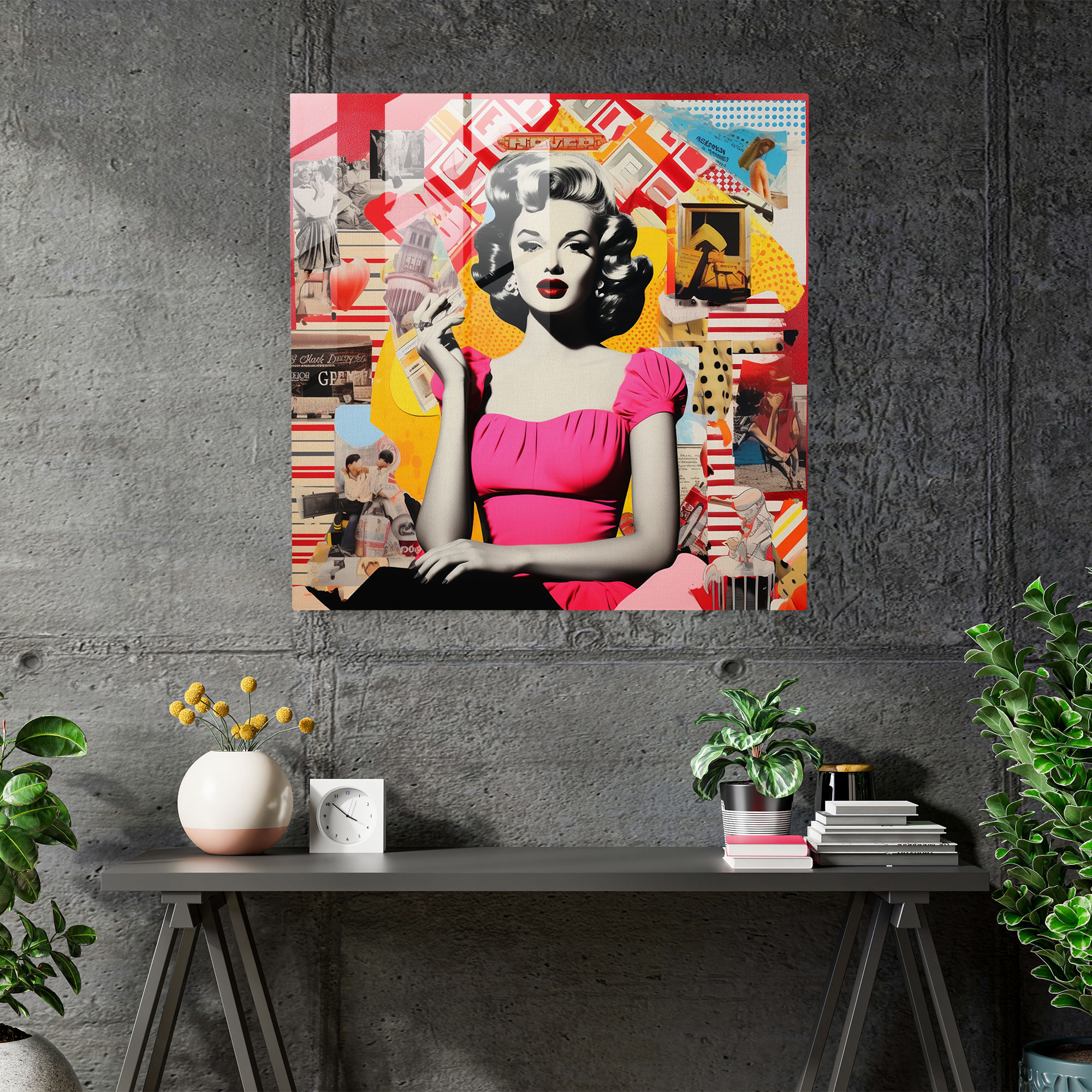 Revolutionary Glass Print – Pop Art-Inspired Collage Glass Wall Art – Home Decoration Modern Artwork