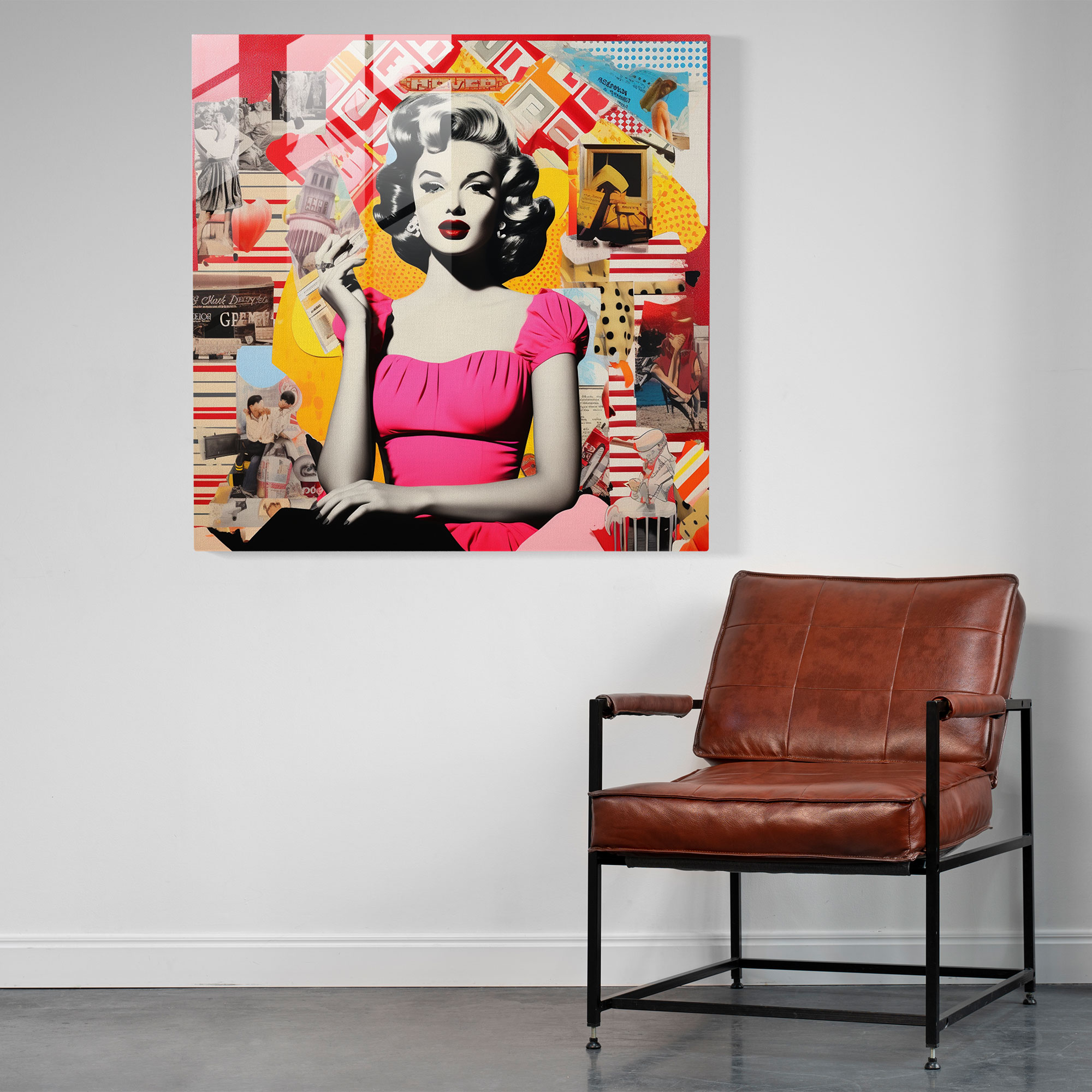 Revolutionary Glass Print – Pop Art-Inspired Collage Glass Wall Art – Home Decoration Modern Artwork