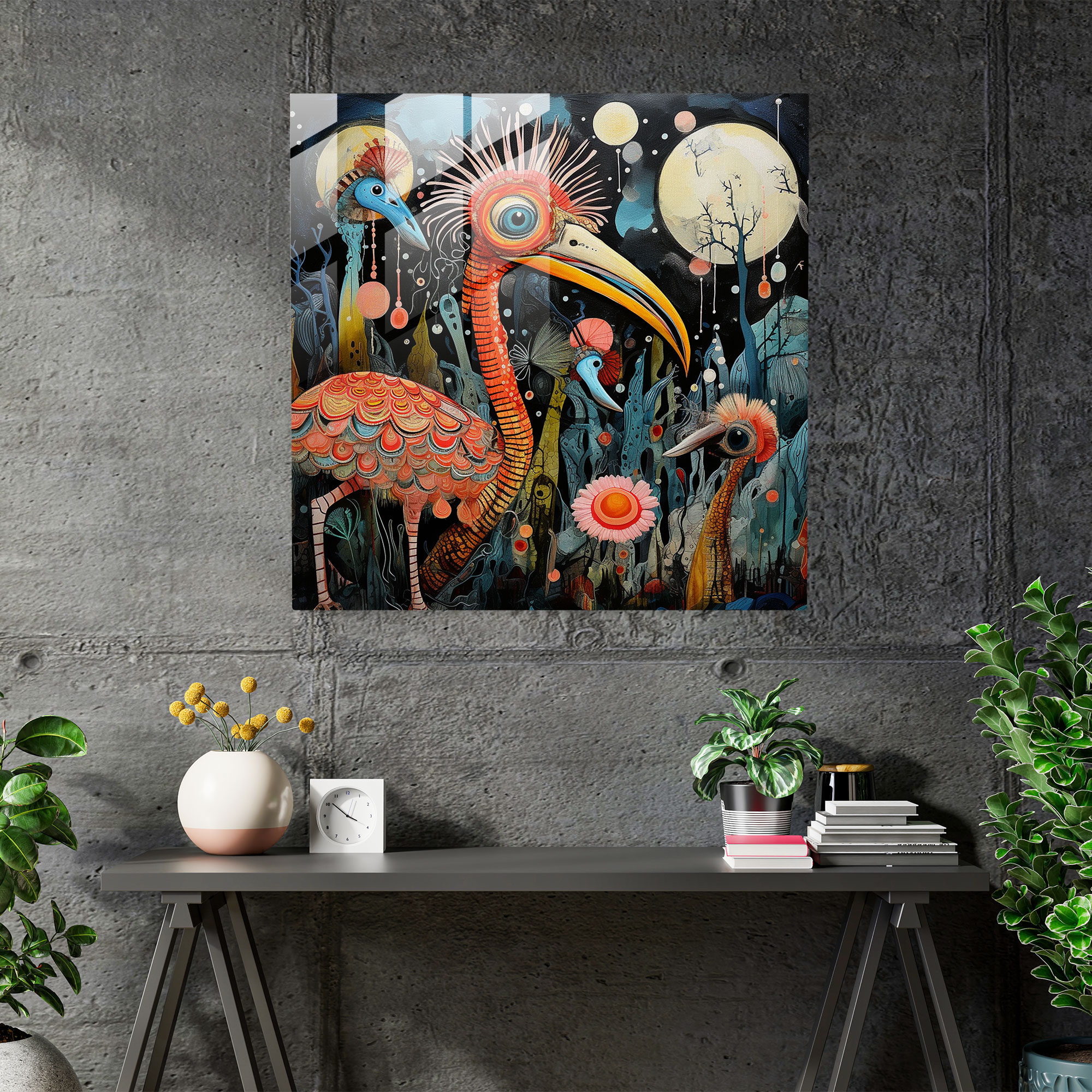 Enchanting Whimsical Creatures Glass Print