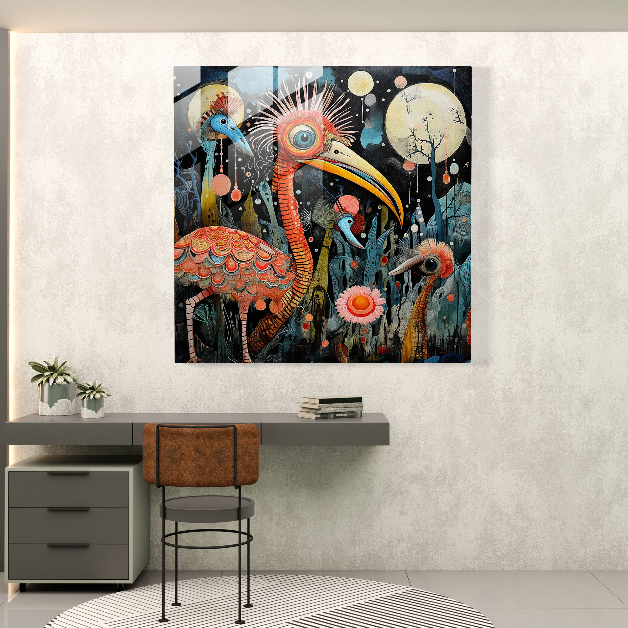 Enchanting Whimsical Creatures Glass Print