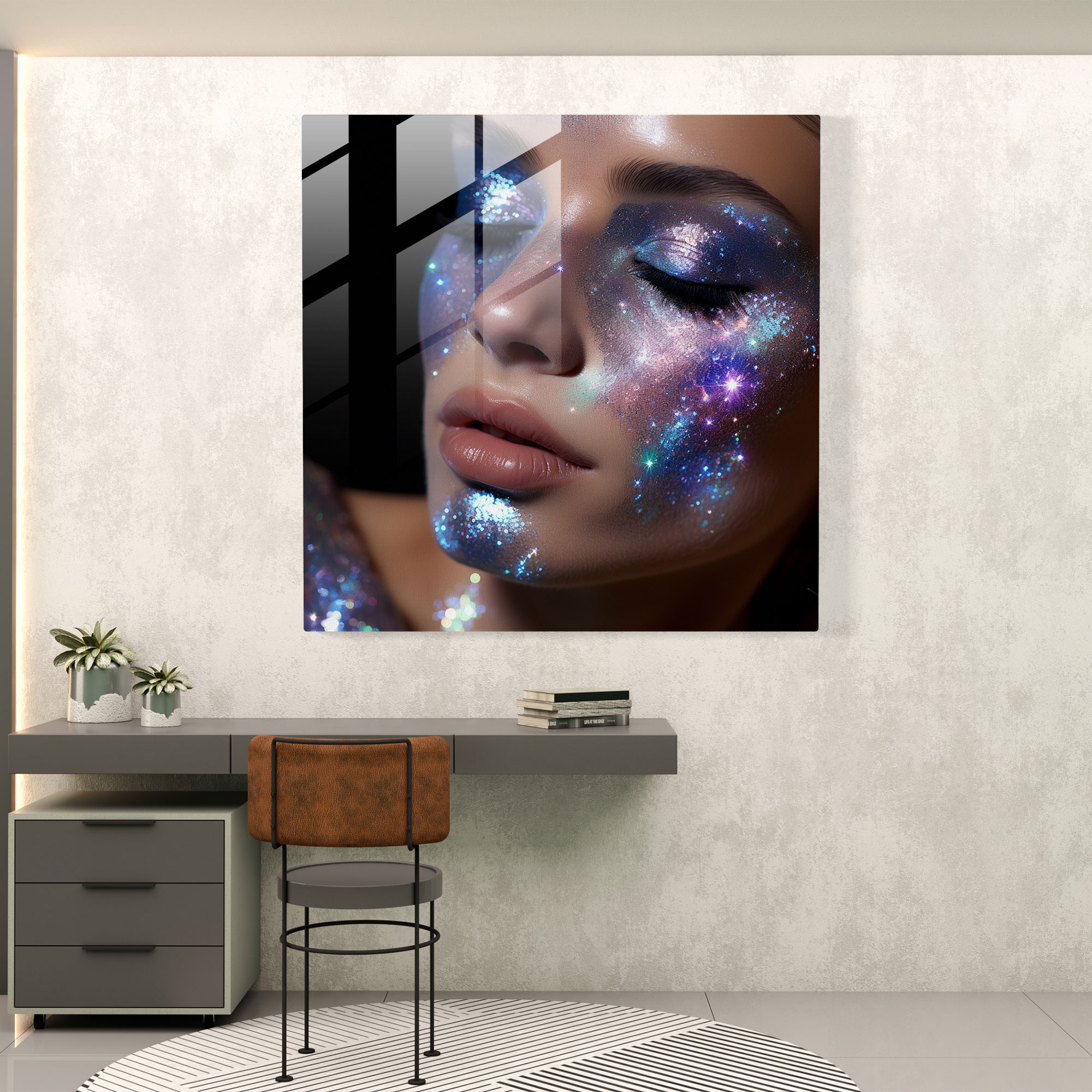 Glitter Galaxy Glass Wall Art - Glitter, Celestial Wonders, Universe, Holographic
