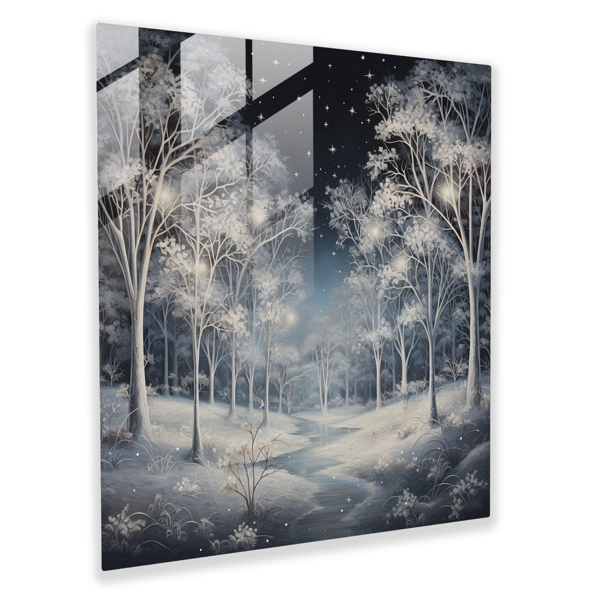Glitter Winter Wonderland Glass Print - Glitter, Glitter, Glass Print, Home Decoration