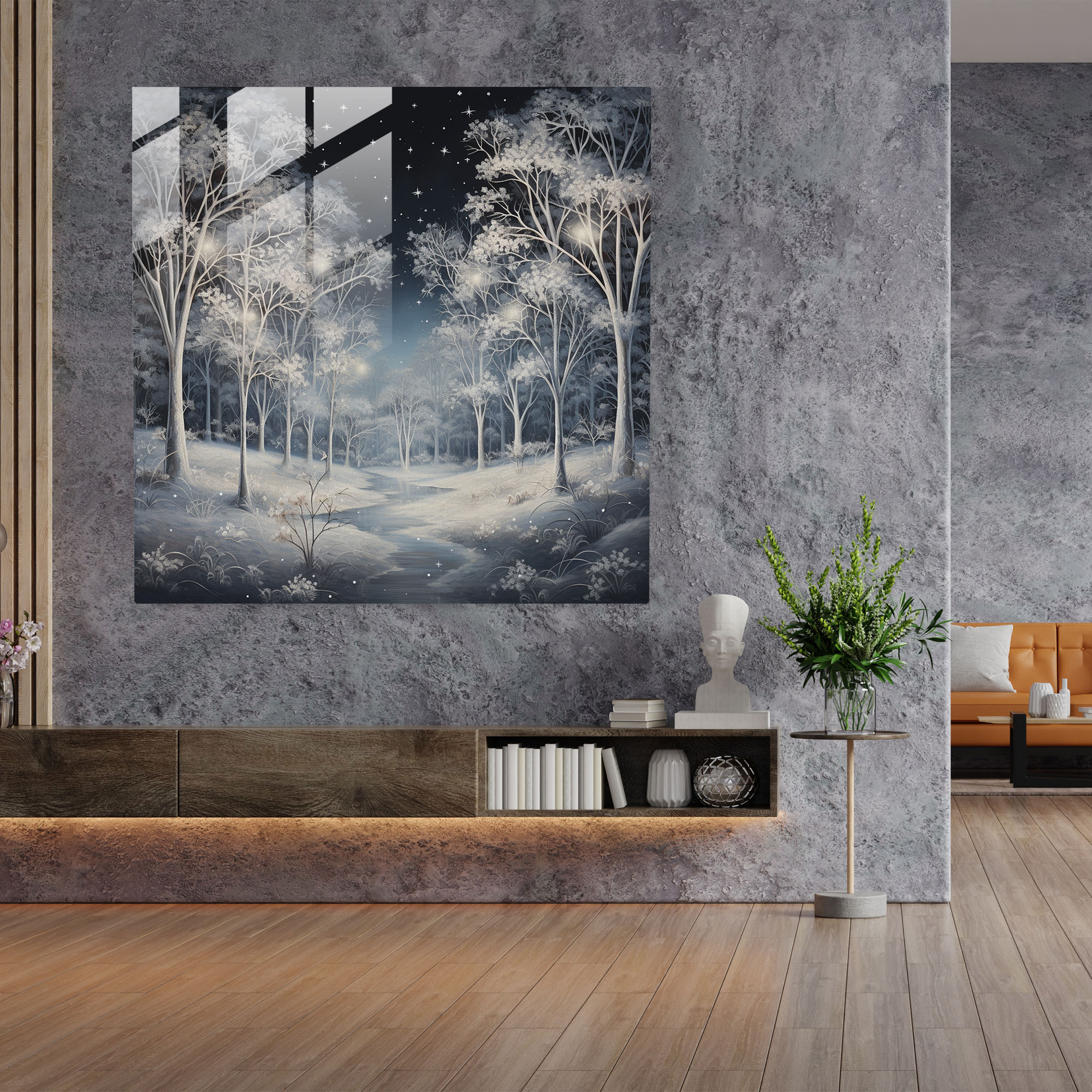 Glitter Winter Wonderland Glass Print - Glitter, Glitter, Glass Print, Home Decoration