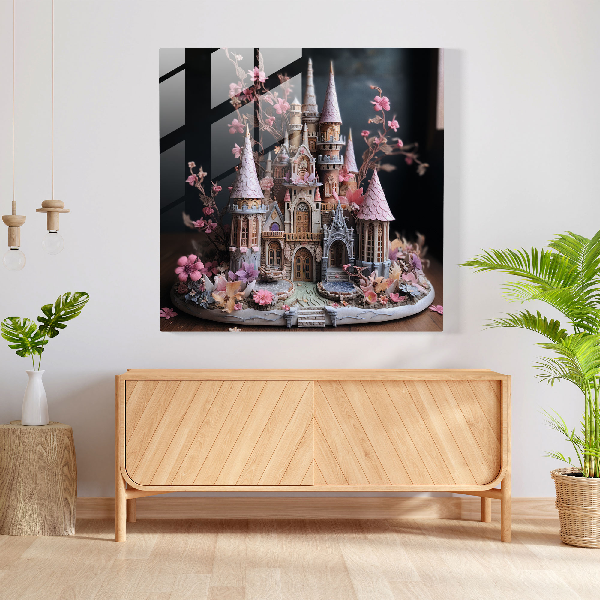 Glittery Castle Glass Print - Glitter, Glitter, Magical Creatures, Whimsical