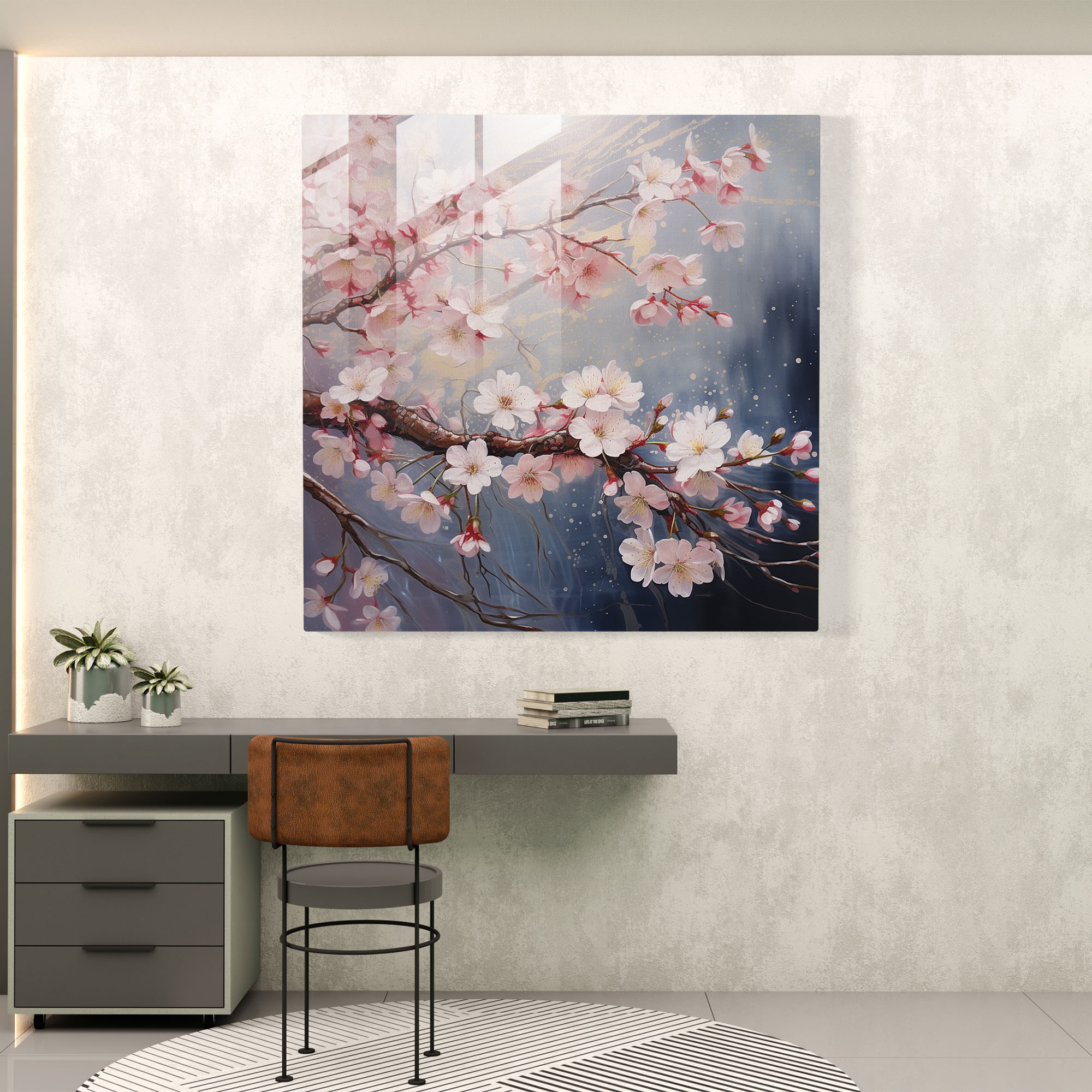 Parıldayan Çiçekler Cam Tablo - Parıltı Modern Sanat Dönüşüm Güzelliği Sembolize Etme