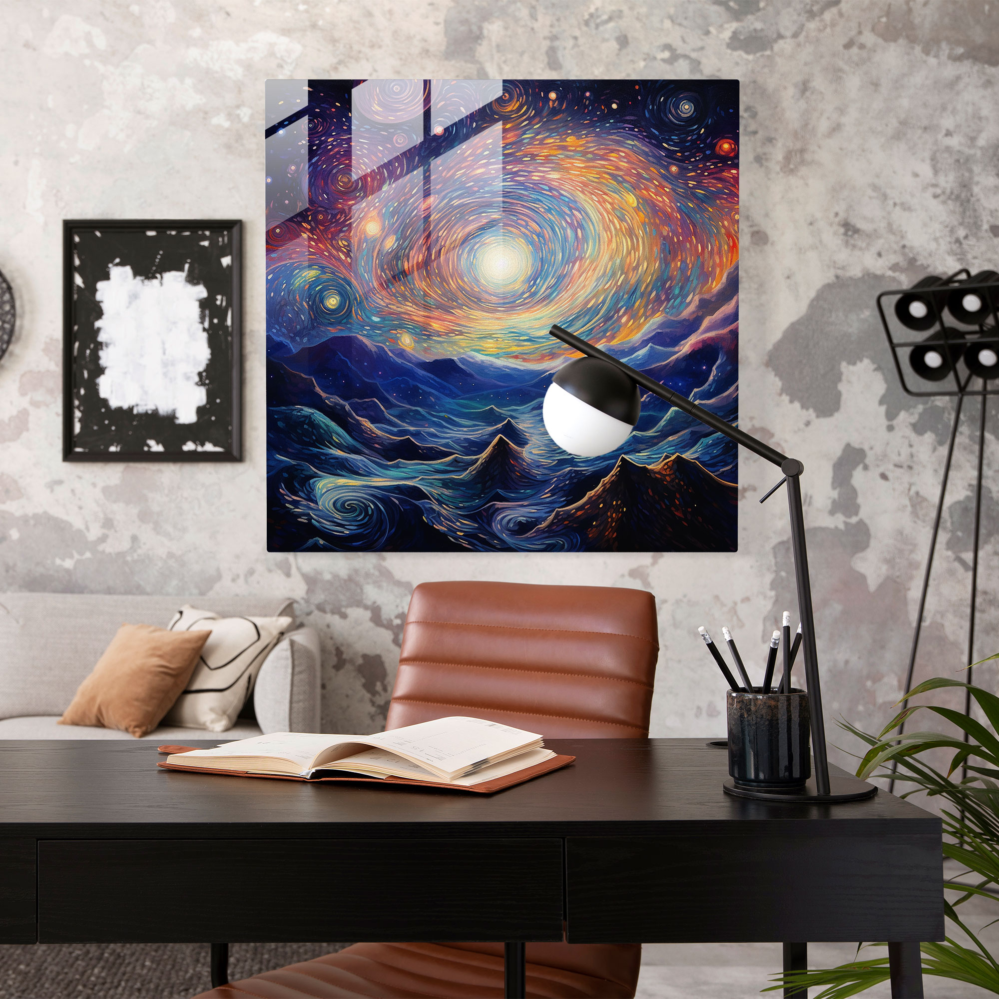 Holografik Galaksi Cam Tablosu - Sim Cam Sanatı Hayranlık