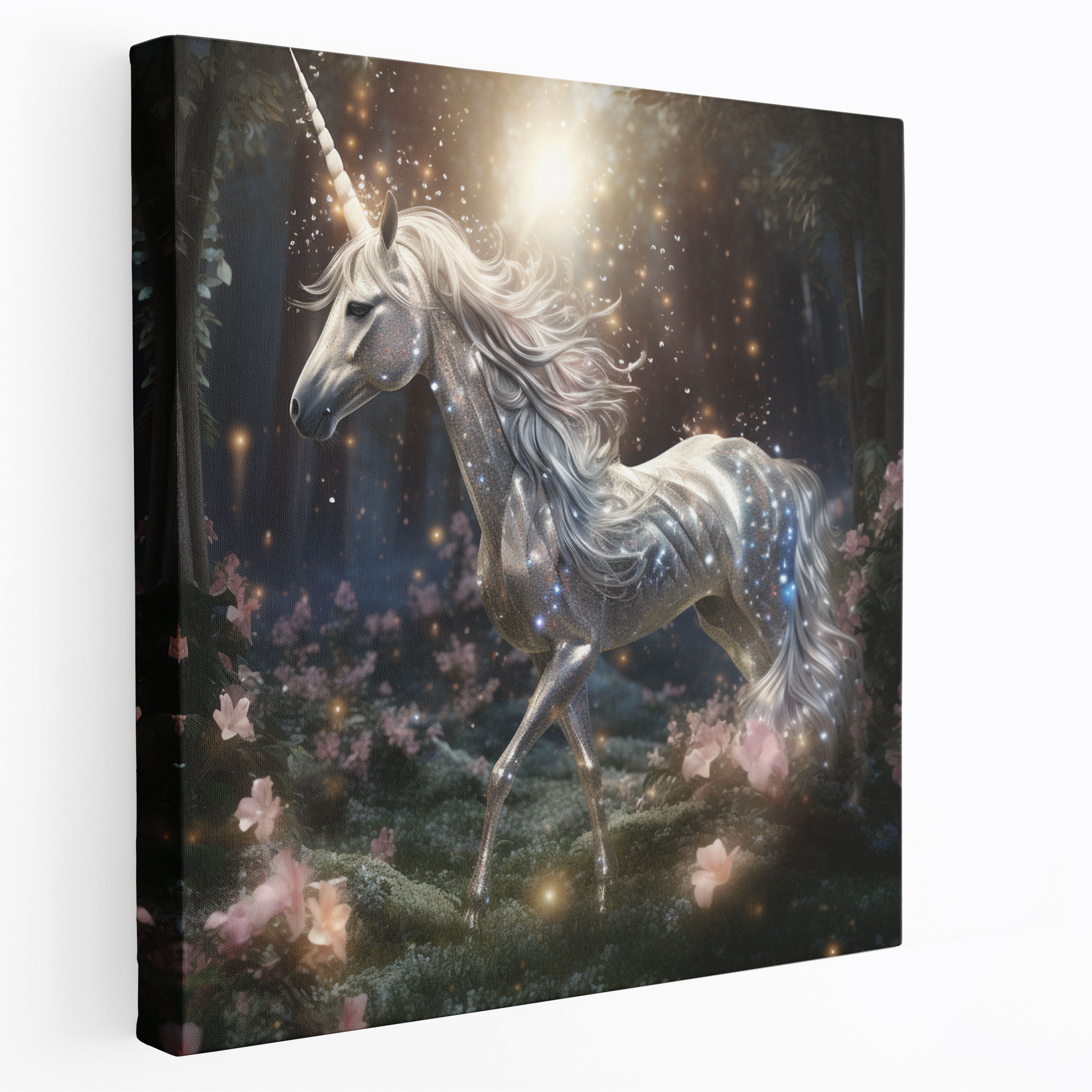 Parıltılı Unicorn Kanvas Tablo - Parıltı Büyülü Orman Kanvas Tablo