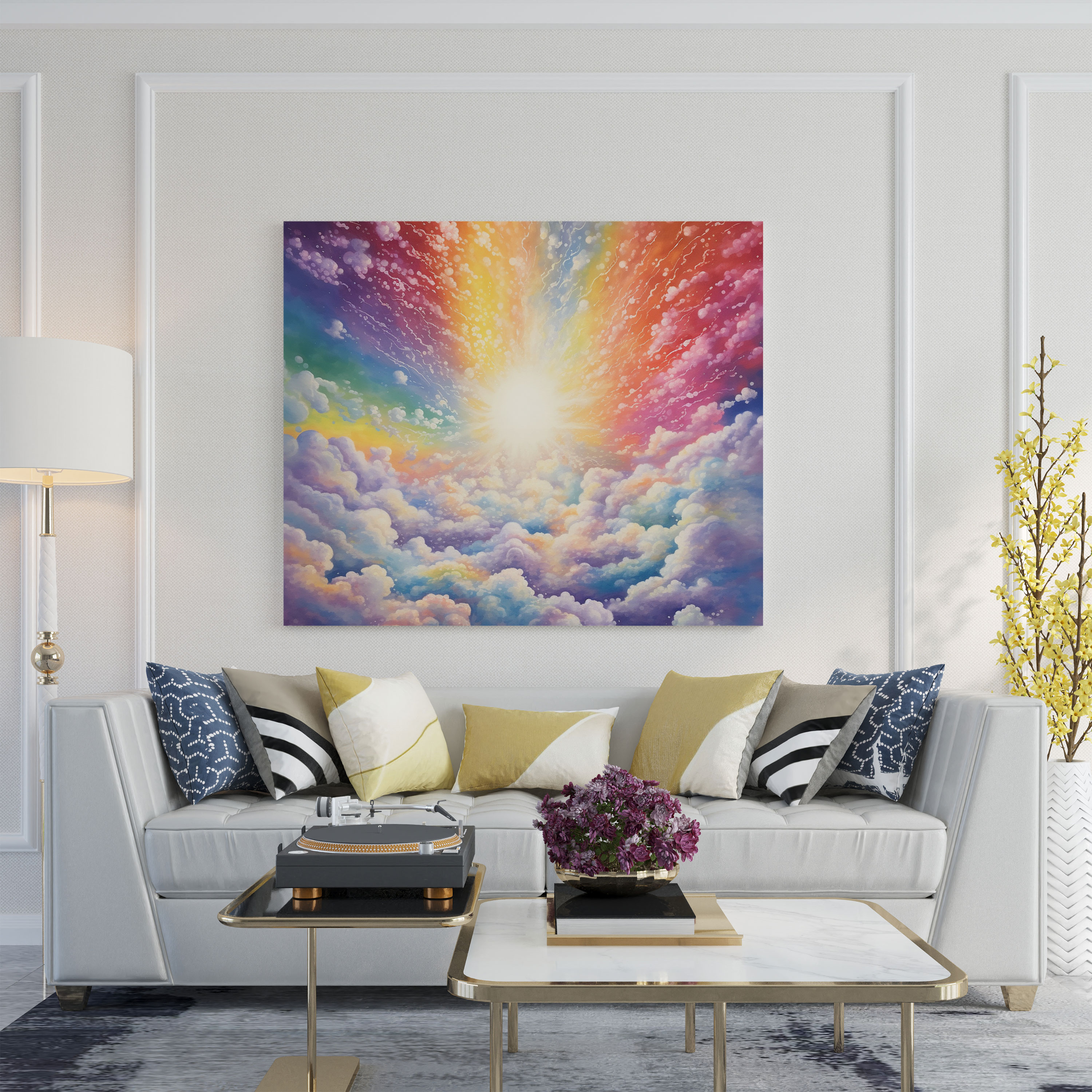 Glitter Wall Art - Vibrant Rainbow Sky - Glitter, Sparkle, Wall Decoration, Sky