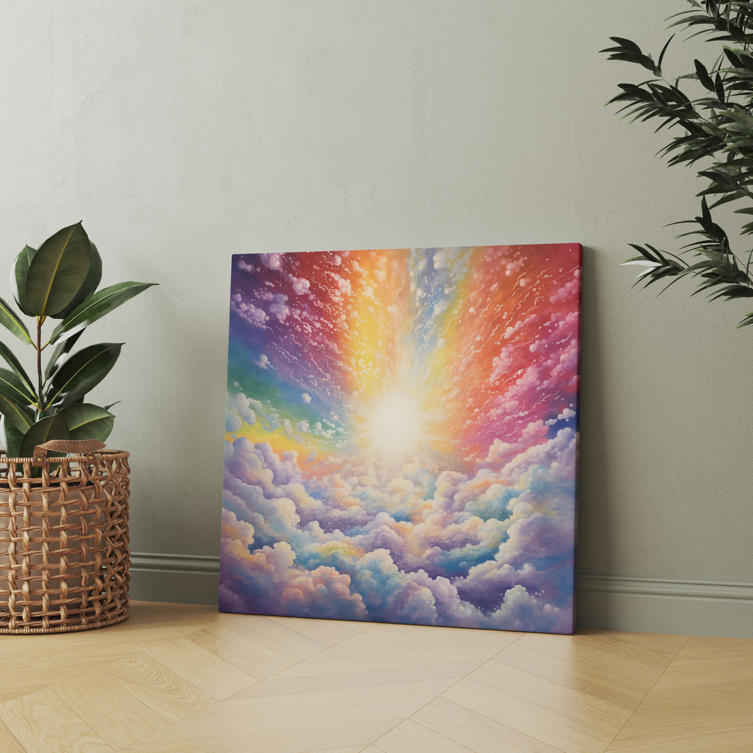 Glitter Wall Art - Vibrant Rainbow Sky - Glitter, Sparkle, Wall Decoration, Sky