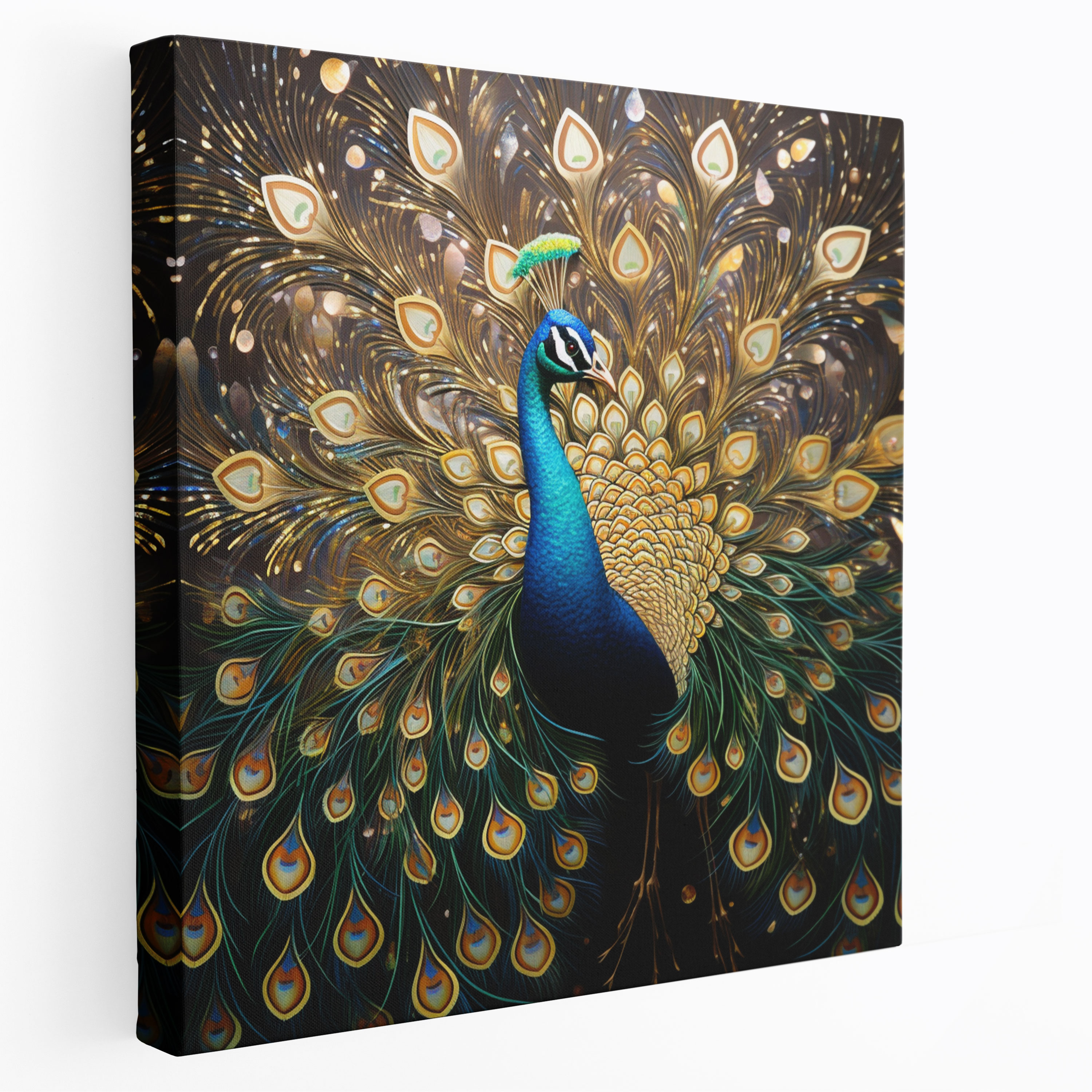 Glitter Canvas Wall Decoration - Majestic Peacock - Glitter, Nature, Canvas Print, Sophistication