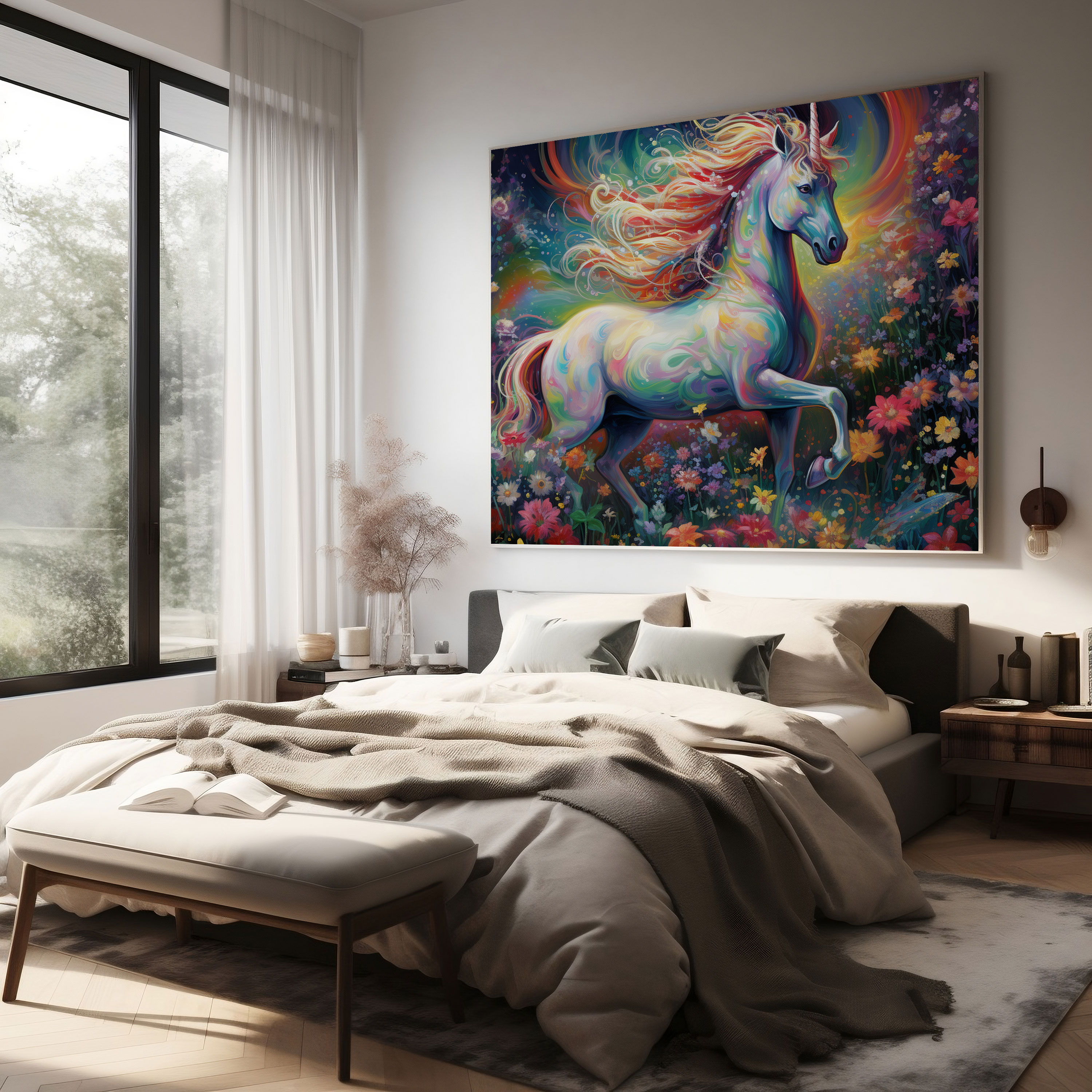 Glitter Wall Art - Magical Unicorn Adventure - Glitter, Sparkle, Whimsical, Wonder
