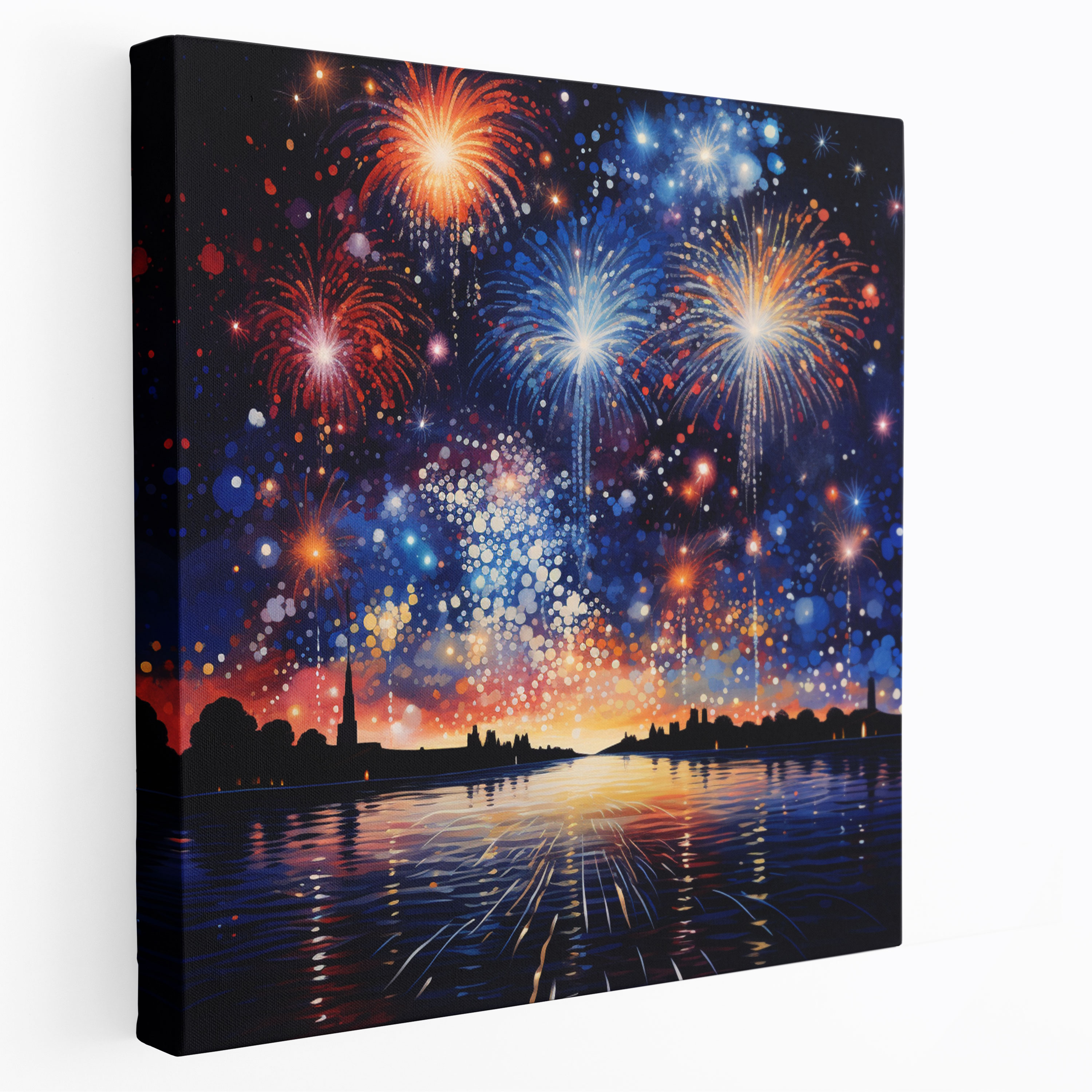 Glitter Canvas Print - Dazzling Fireworks Spectacle - Glitter, Canvas, Home Decoration, Canvas Wall Art