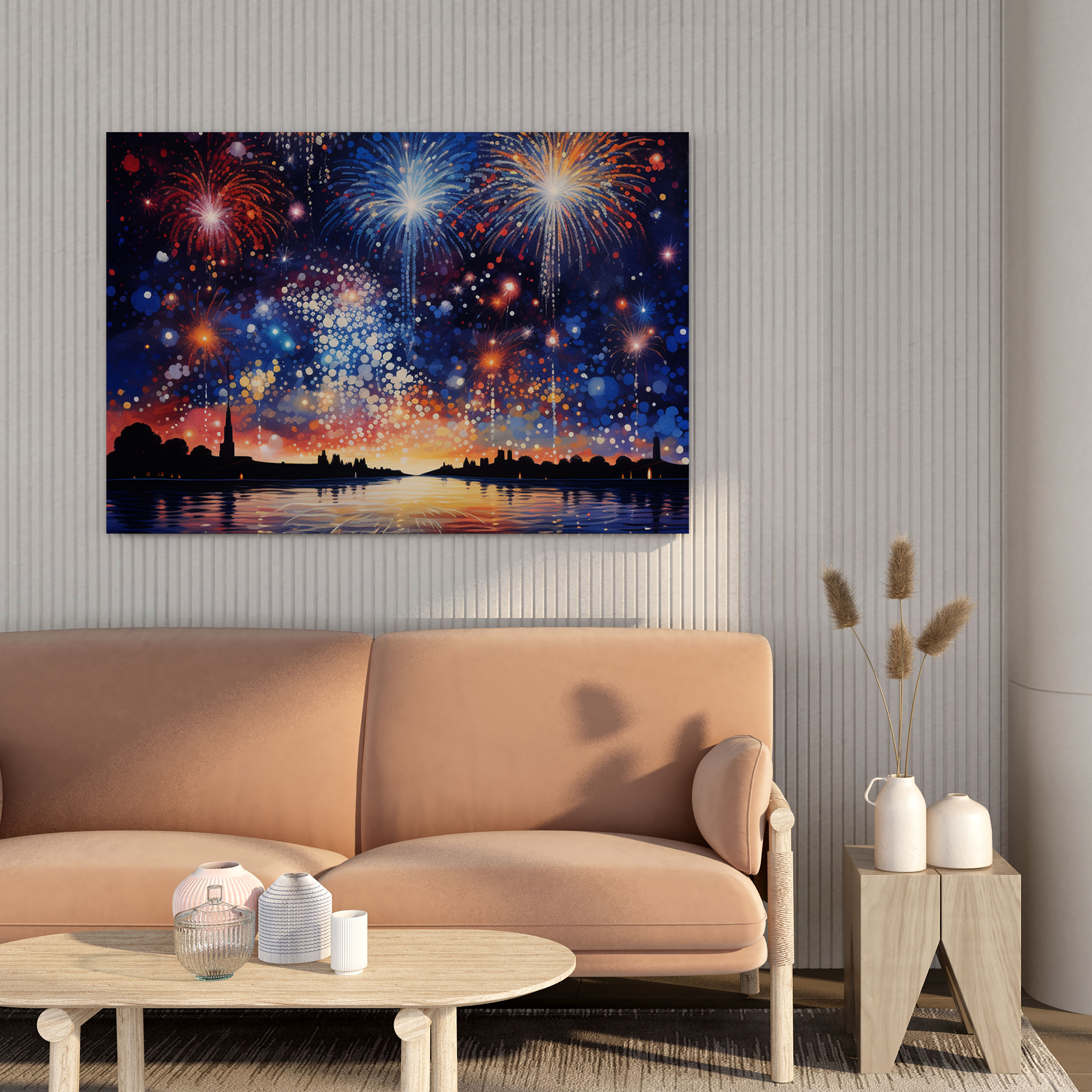 Glitter Canvas Print - Dazzling Fireworks Spectacle - Glitter, Canvas, Home Decoration, Canvas Wall Art