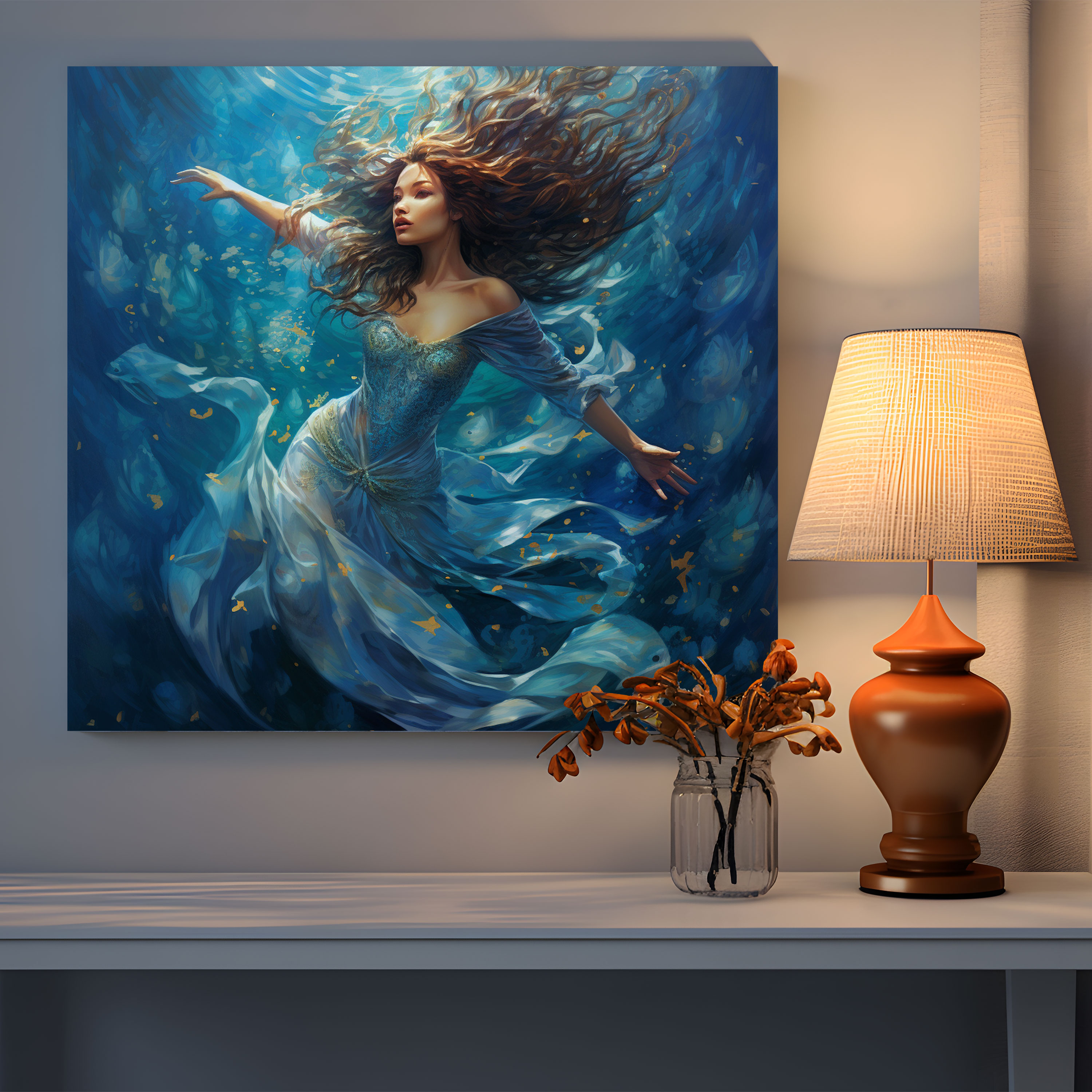 Glitter Wall Art - Enchanting Mermaid Seascape - Glitter, Wall Decoration, Ocean, Wall Art