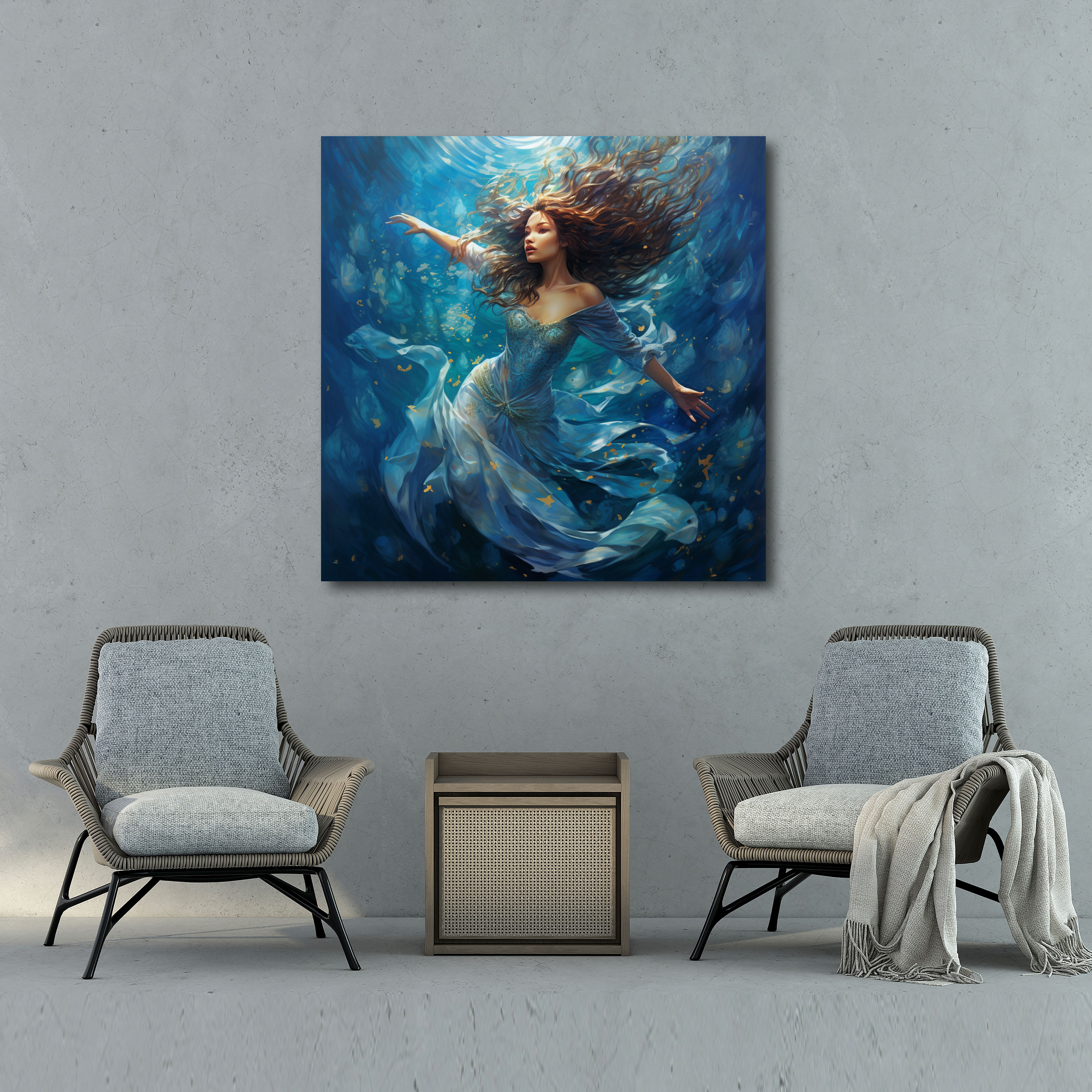 Glitter Wall Art - Enchanting Mermaid Seascape - Glitter, Wall Decoration, Ocean, Wall Art