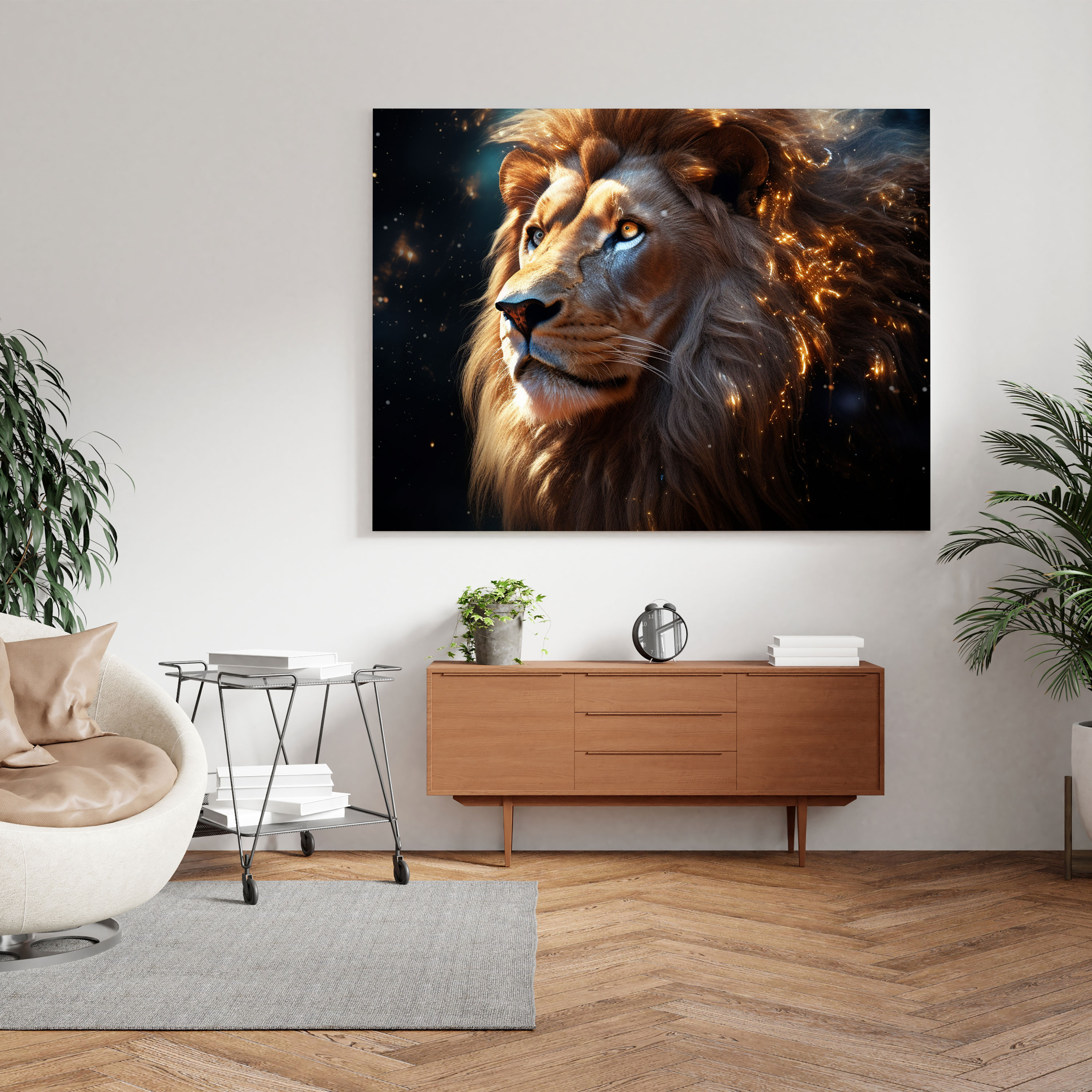 Glitter Canvas Wall Decoration - Majestic Lion King - Glitter, Elegance, Regal, Glitter