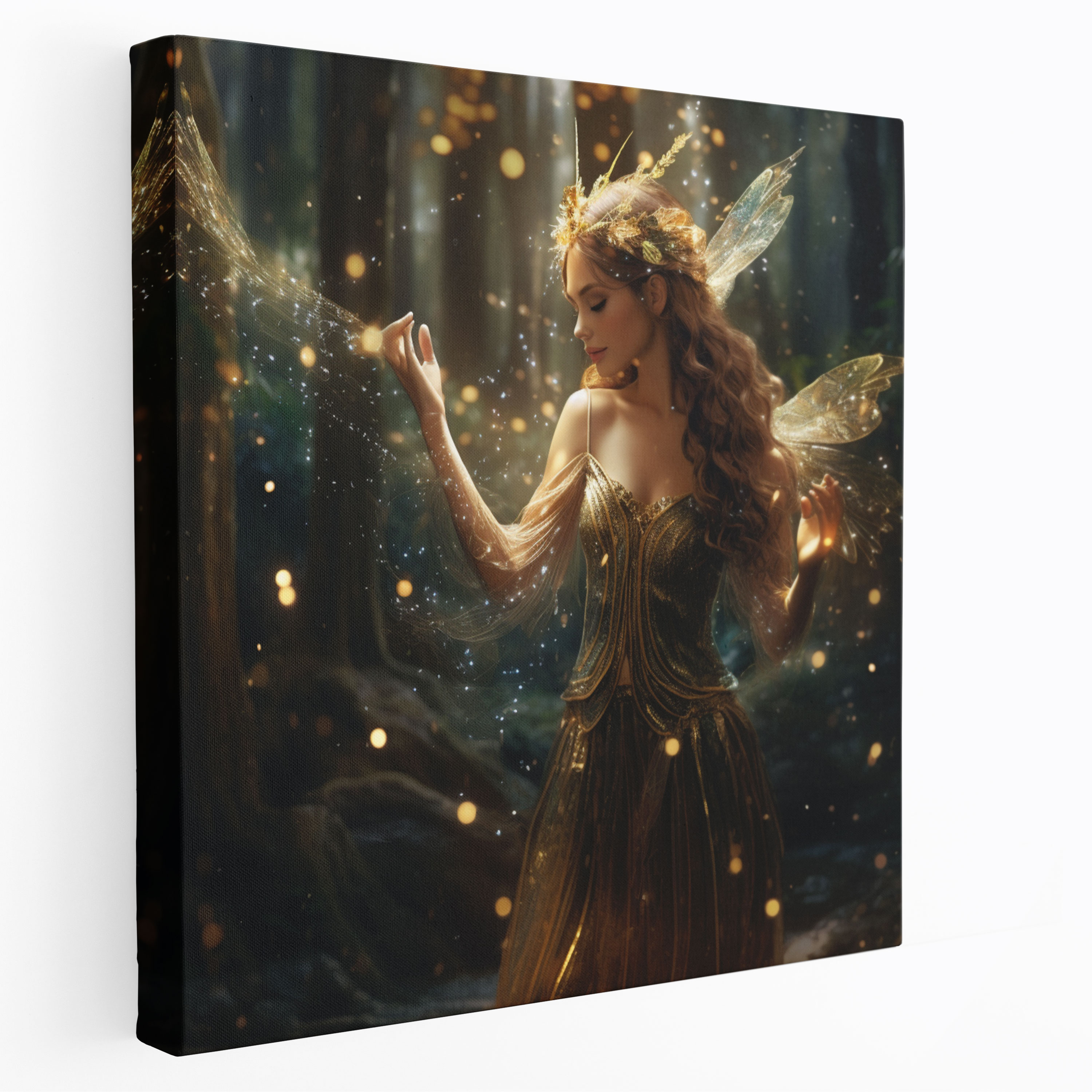 Glitter Wall Art - Enchanting Forest Fairy - Glitter, Magical Forest, Glitter, Canvas Wall Art