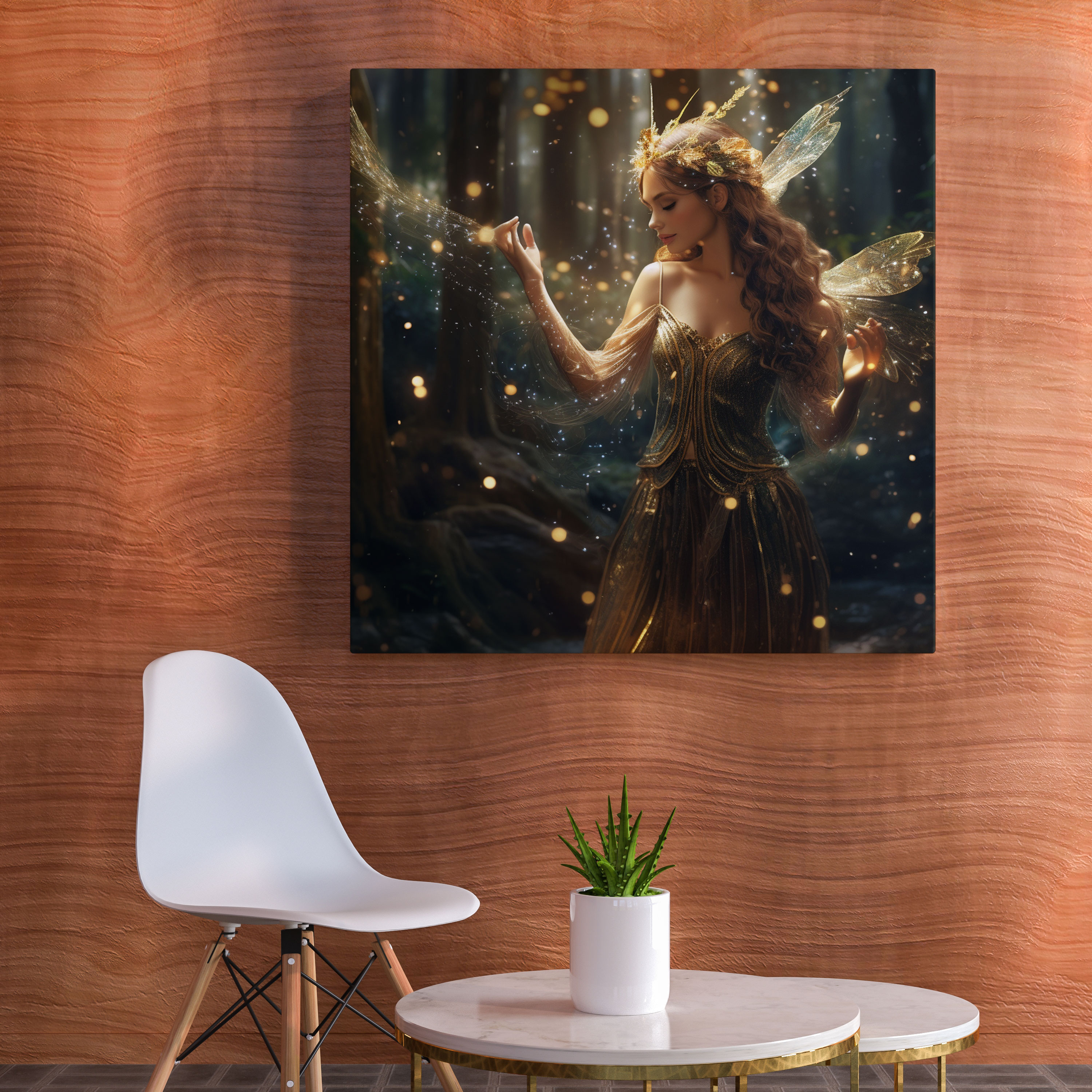 Glitter Wall Art - Enchanting Forest Fairy - Glitter, Magical Forest, Glitter, Canvas Wall Art