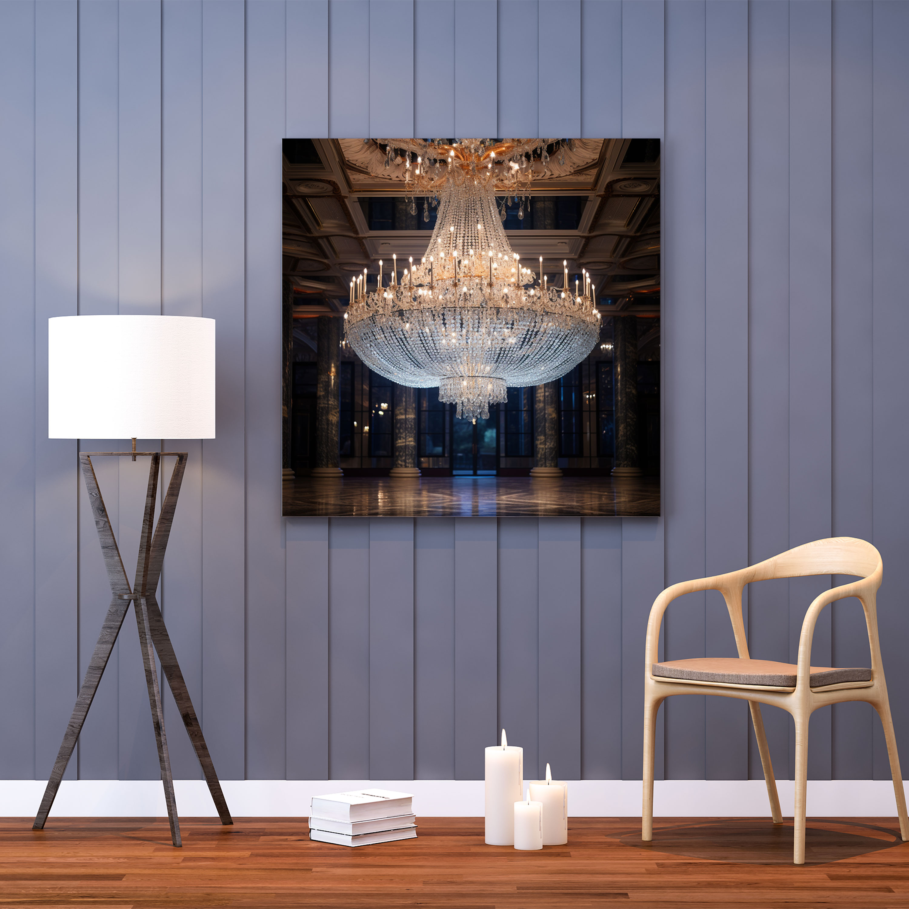 Glitter Canvas Print - Glamorous Ballroom Chandelier - Glitter, Wall Decoration, Canvas, Wall Art