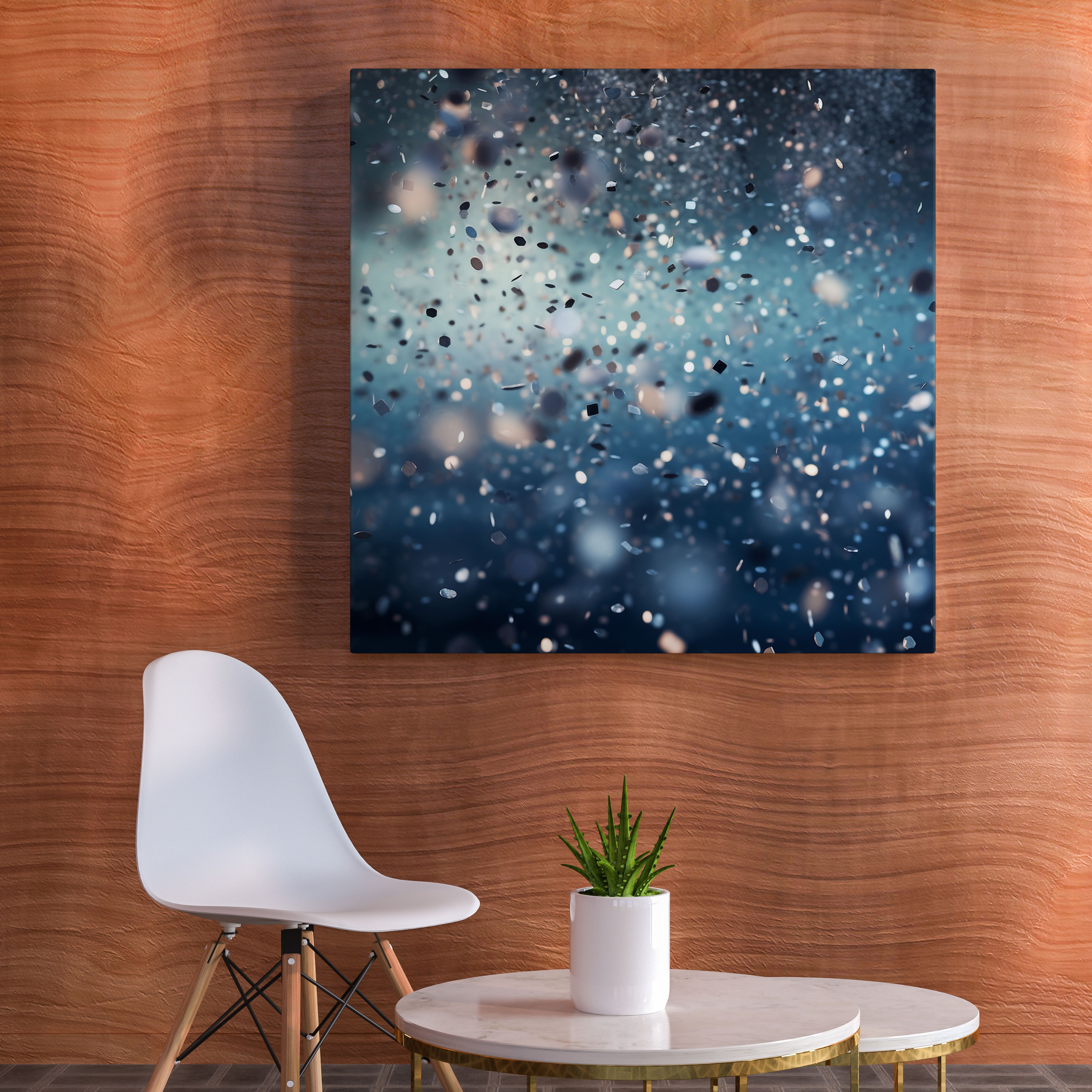 Glitter Wall Art - Silver Celebration - Glitter, Home Decoration, Wall Art, Silver Confetti
