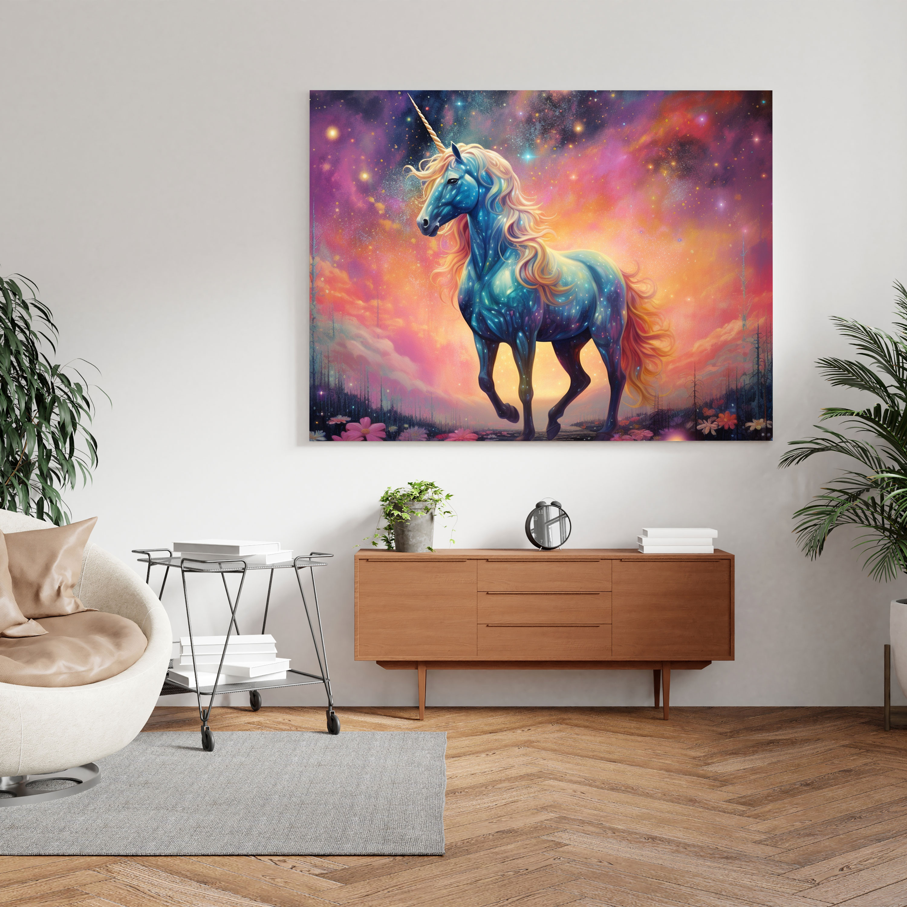 Glitter Canvas Print - Enchanting Unicorn - Glitter, Enchantment, Canvas Print, Whimsy
