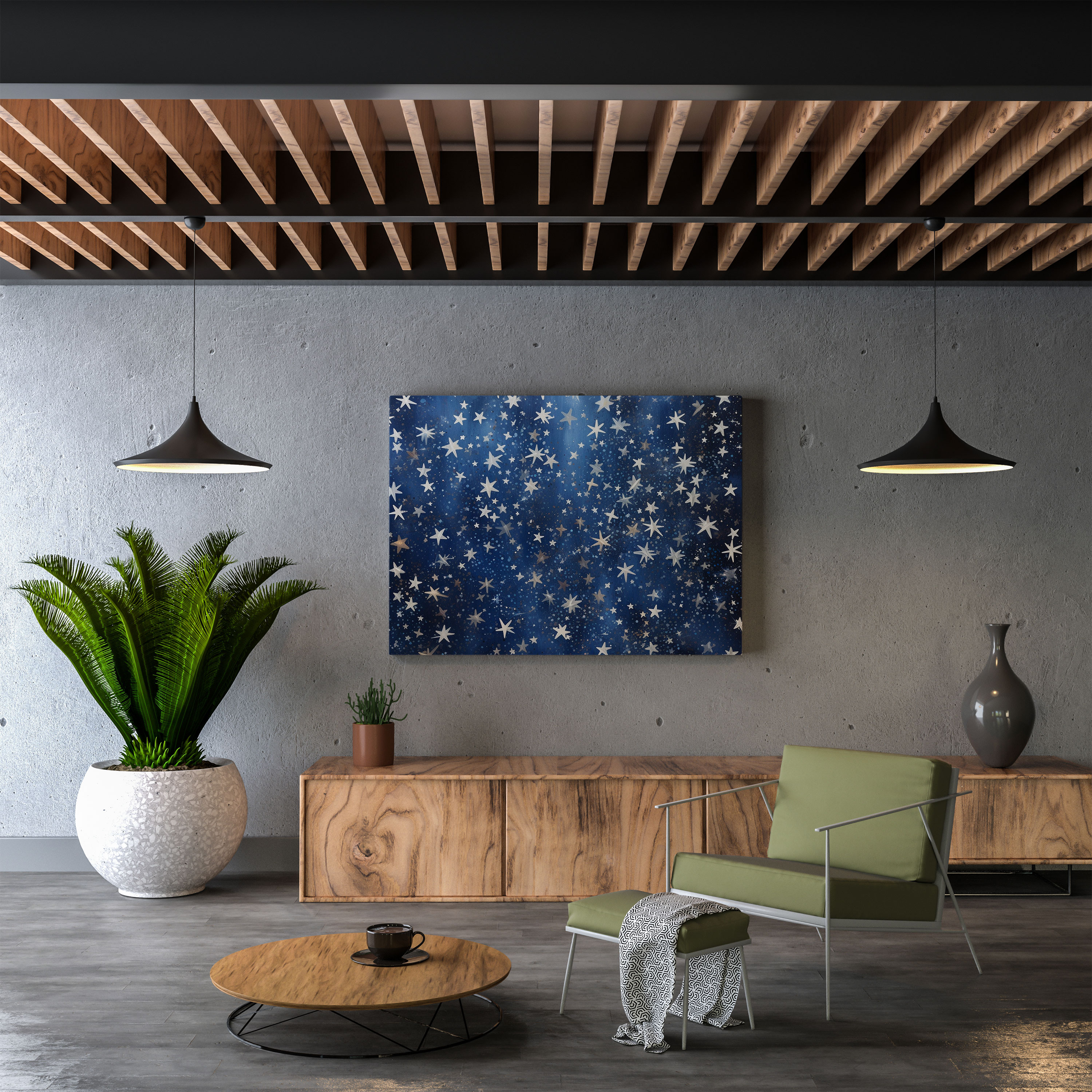 Glitter Canvas Print - Stellar Serenity - Glitter, Home Decoration, Sparkling Stars, Serenity