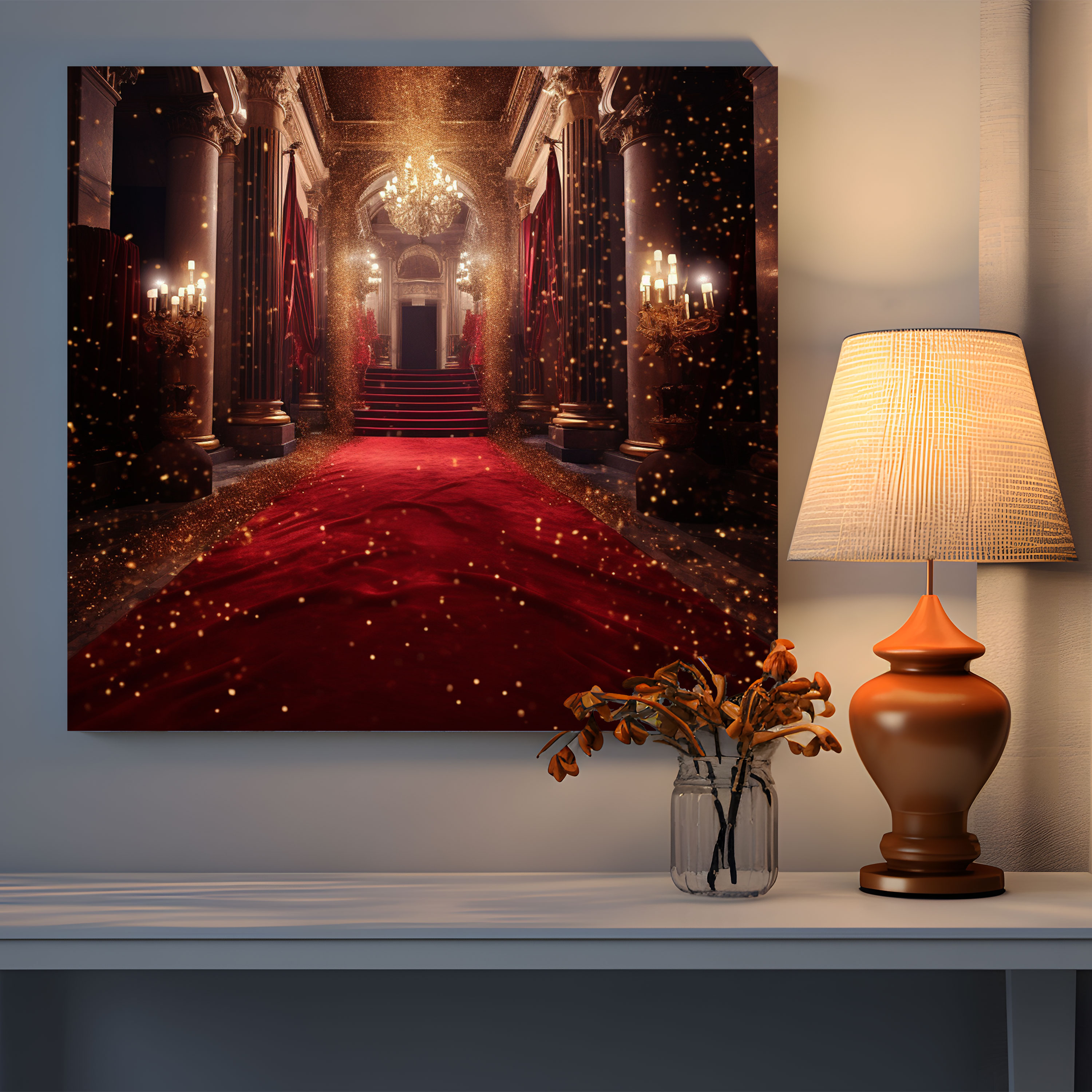 Glitter Wall Decoration - Golden Glamour - Glitter, Shimmering Golden Glitter, Elegance, Opulence