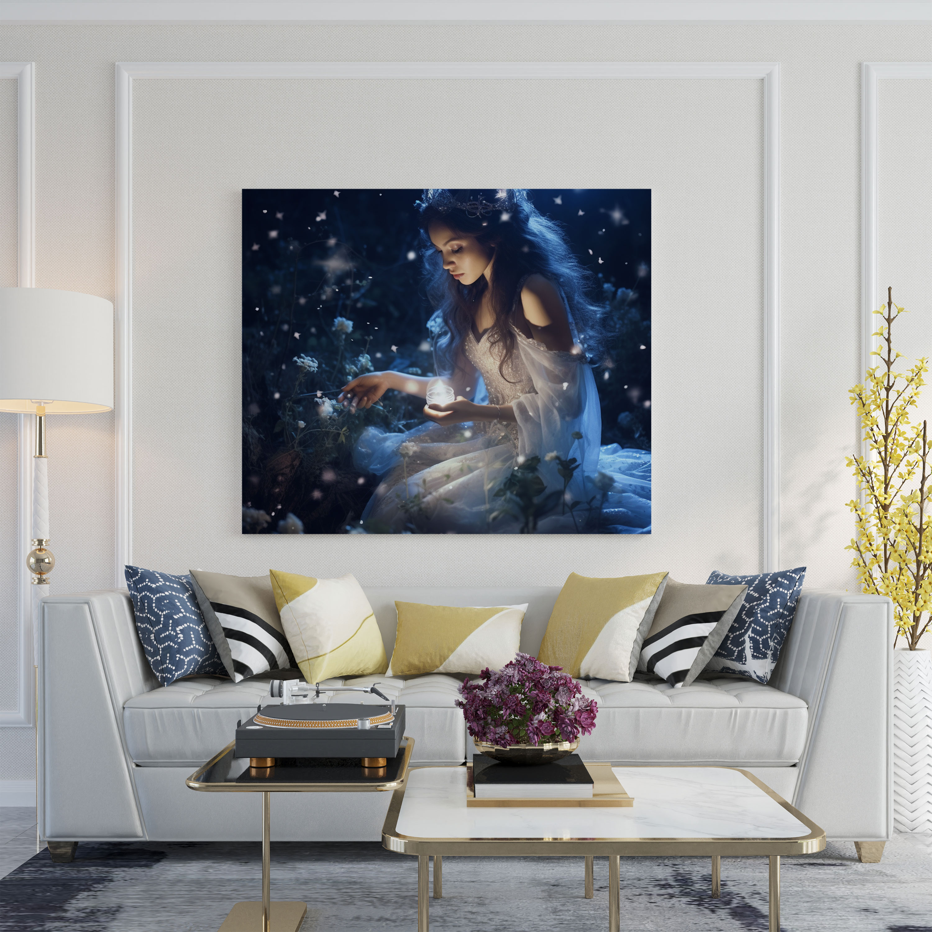Glitter Wall Art - Moonlit Enchantment - Glitter, Home Decoration, Wall Art, Wall Decoration