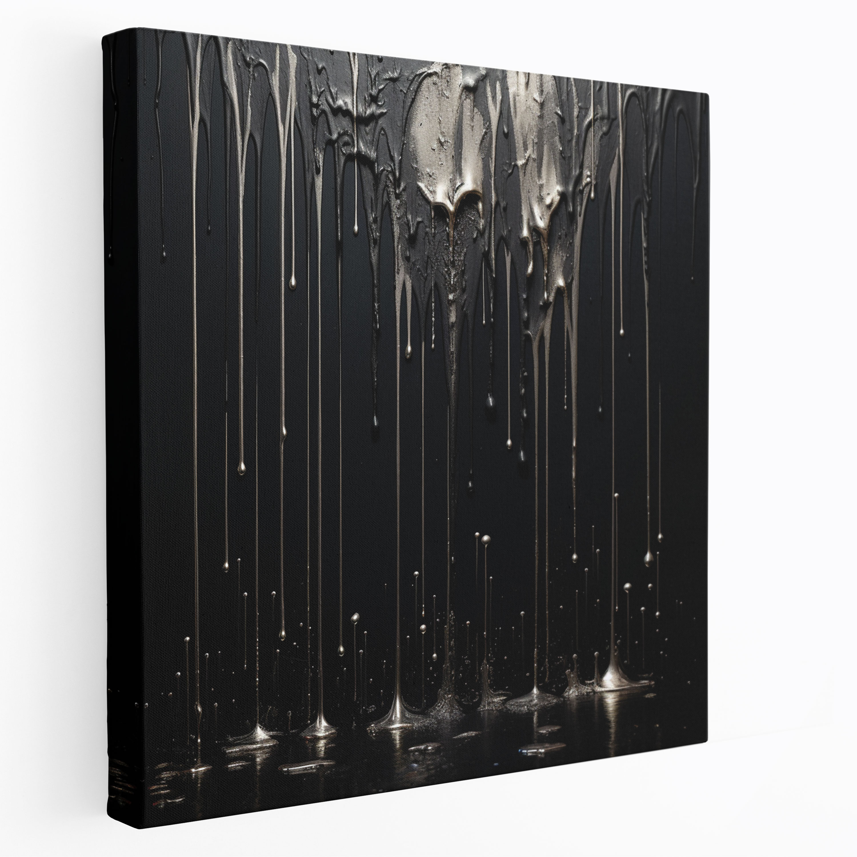 Glitter Wall Art - Silver Drip Canvas Print - Glitter, Delicate, Visual Effect, Elegant