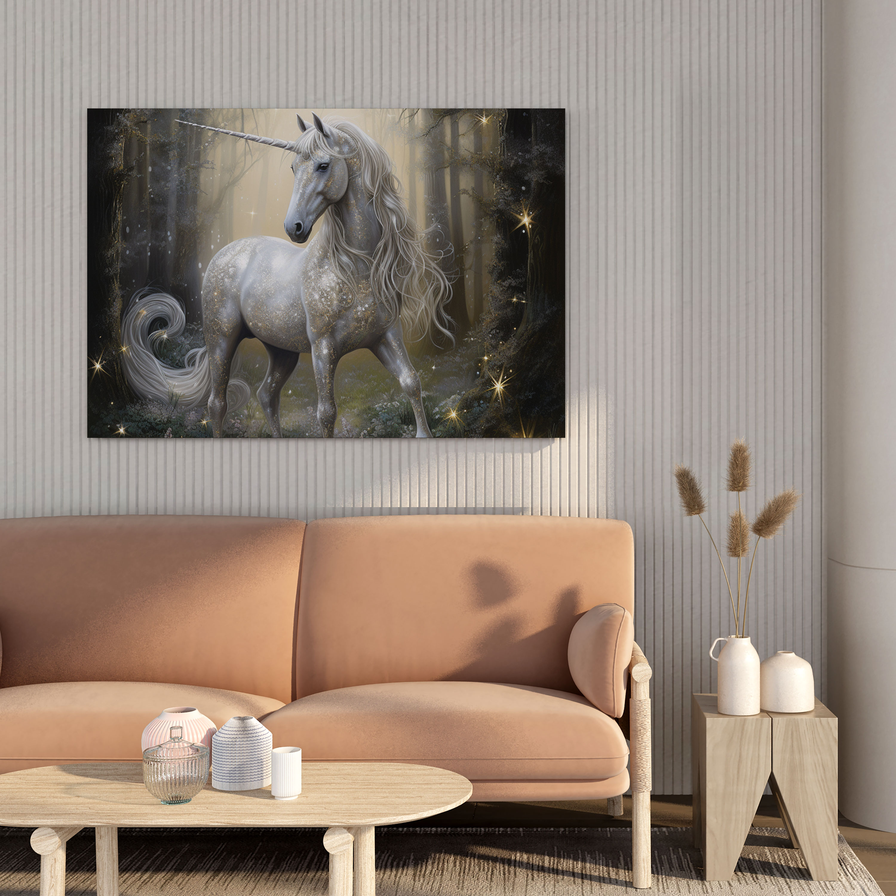 Sparkling Glitter Unicorn Canvas Print - Glitter, Wall Decoration, Home Decoration, Unicorn