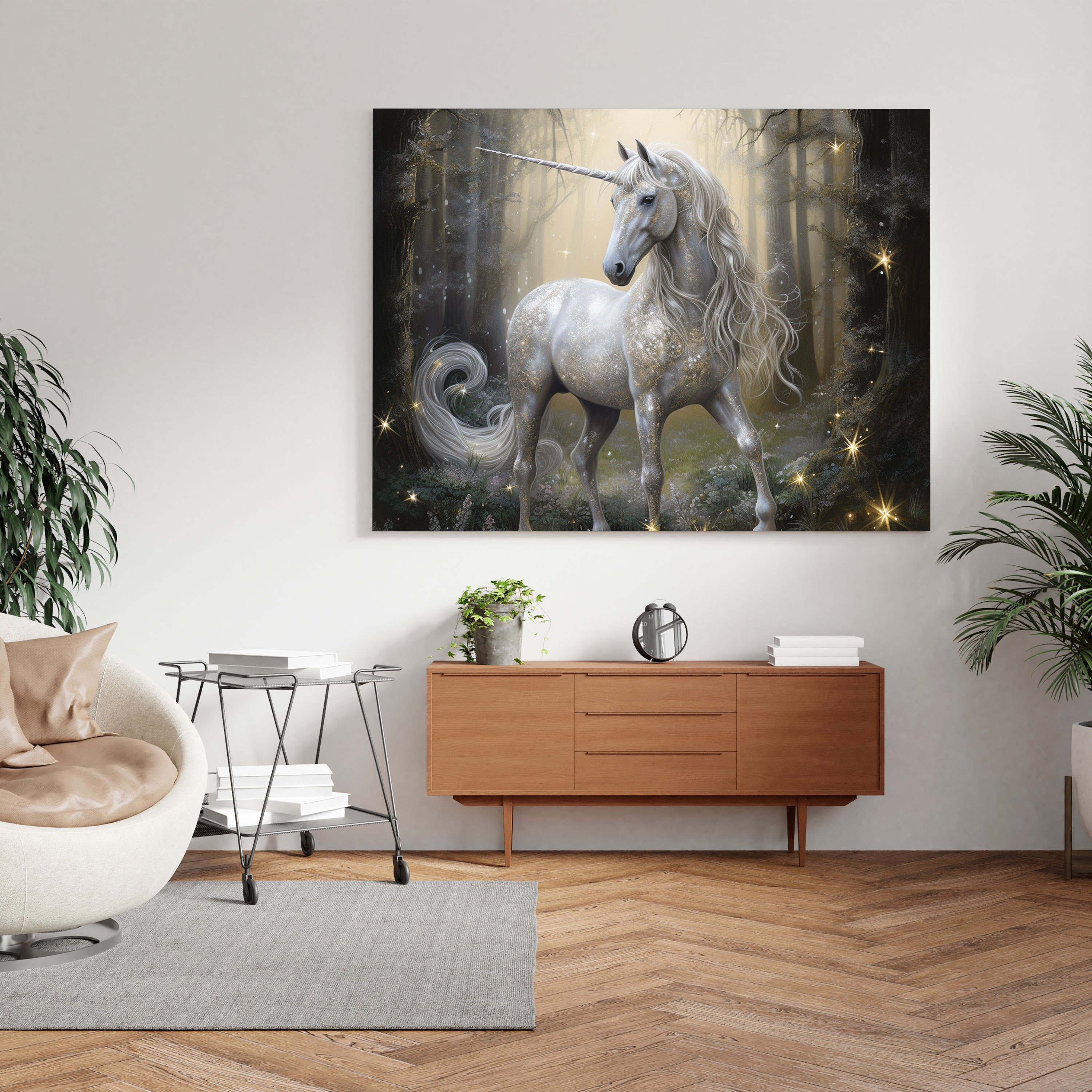 Sparkling Glitter Unicorn Canvas Print - Glitter, Wall Decoration, Home Decoration, Unicorn