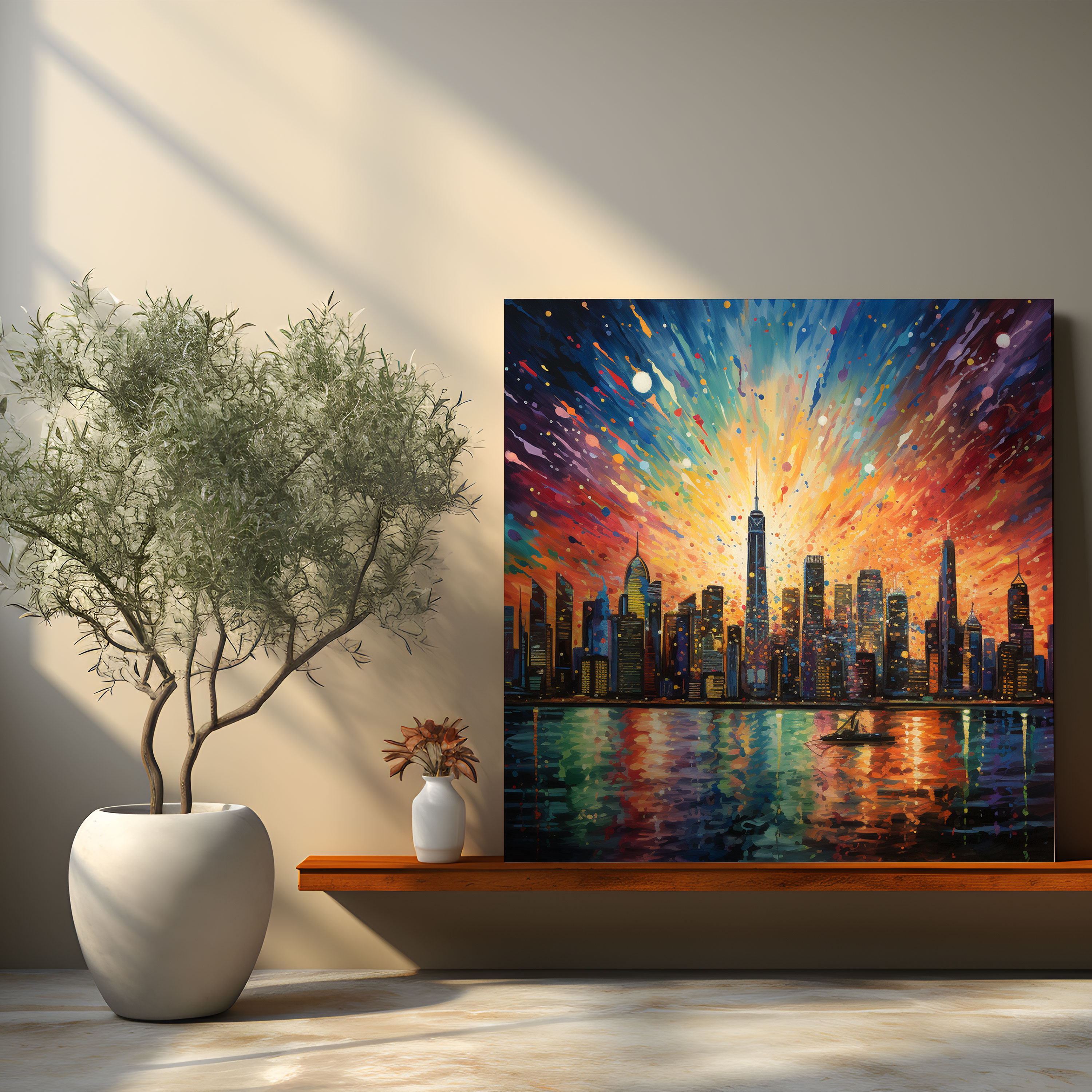 Multicolored Glitter Cityscape Canvas Print - Glitter, Multicolored, Excitement, Glitter
