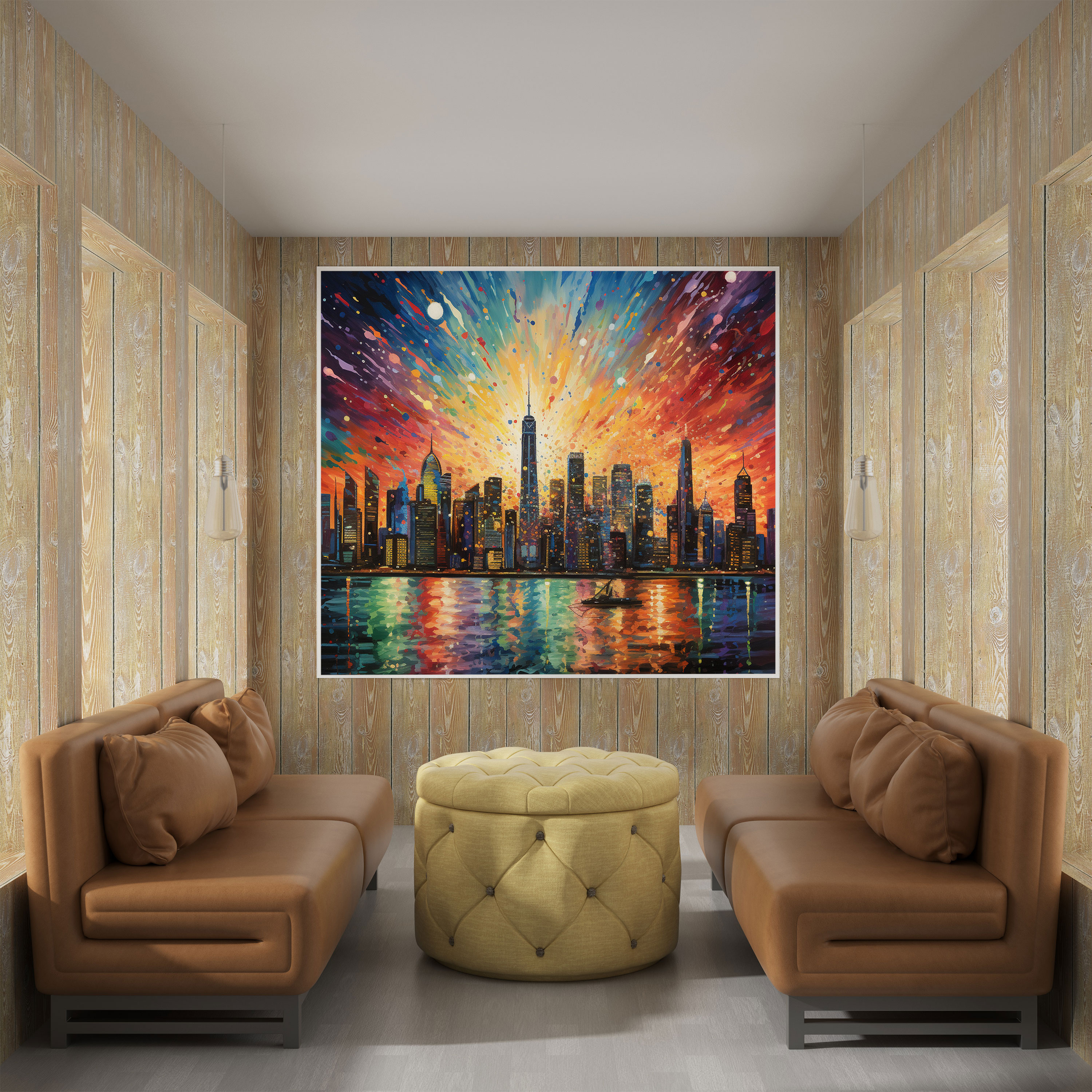 Multicolored Glitter Cityscape Canvas Print - Glitter, Multicolored, Excitement, Glitter