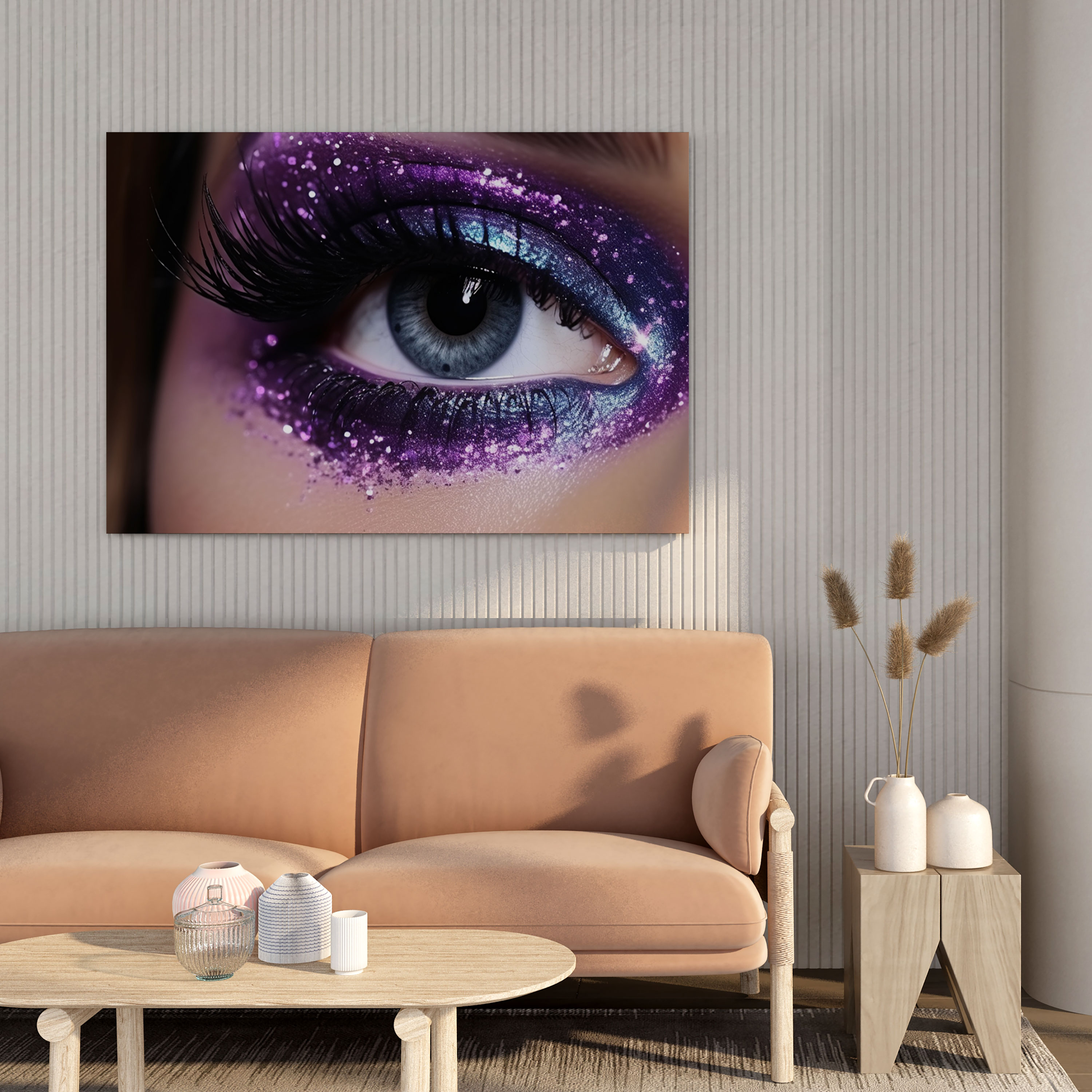 Purple Glitter Mystical Galaxy Canvas Print - Glitter, Cosmic, Home Decoration, High Quality