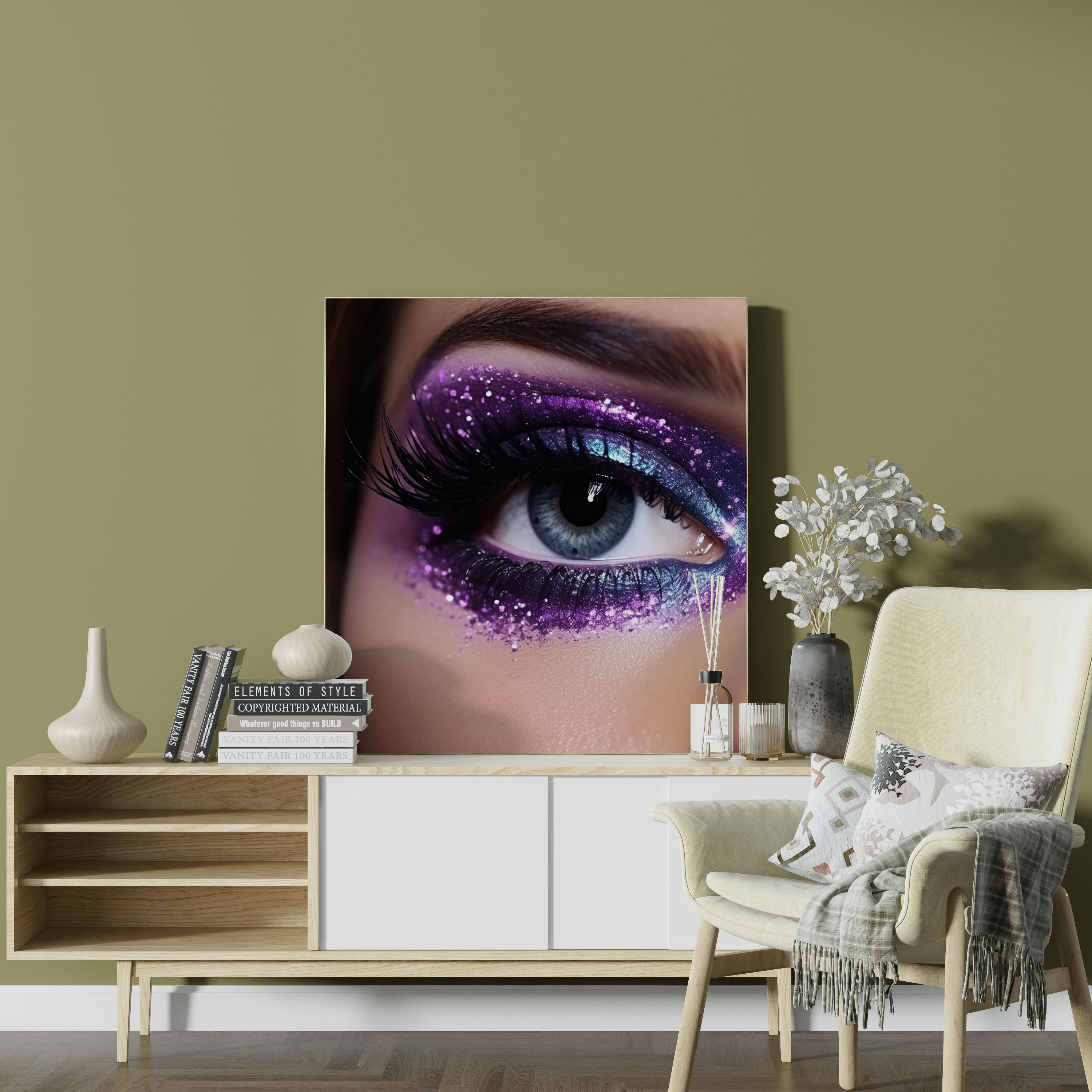Purple Glitter Mystical Galaxy Canvas Print - Glitter, Cosmic, Home Decoration, High Quality